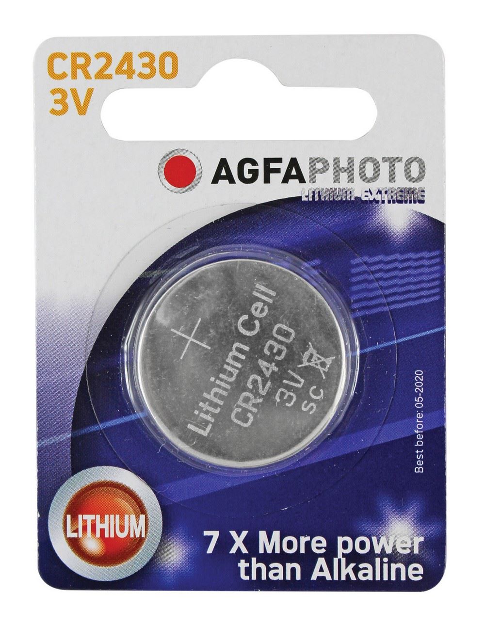 Blister de 1 celdas de botón de litio Agfa (tipo CR2430) - Imagen 1 de 2