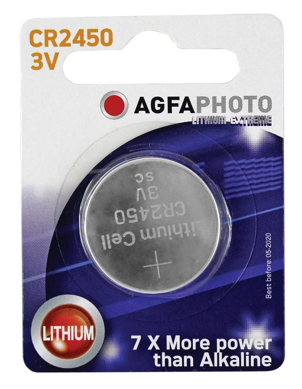 Blister de 1 celdas de botón de litio Agfa (tipo CR2450) - Imagen 1 de 2