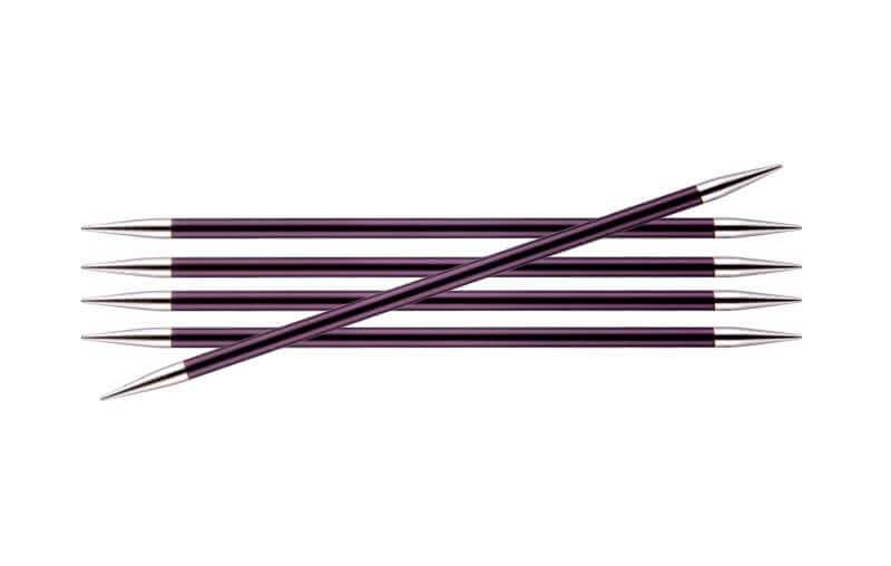 KnitPro Zing Double-Pointed Knitting Needles – 15cm, 6.00mm, Purple Aluminium Needles
