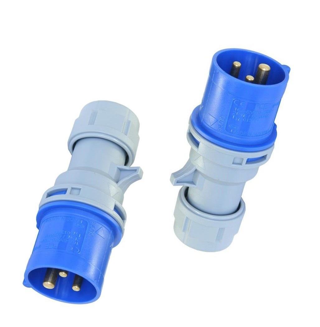 2 16Amp PCE Plug Ceeform Male 16 A IP44 230v 240v Blue Trailing 16 Amp Hook up - Picture 1 of 11