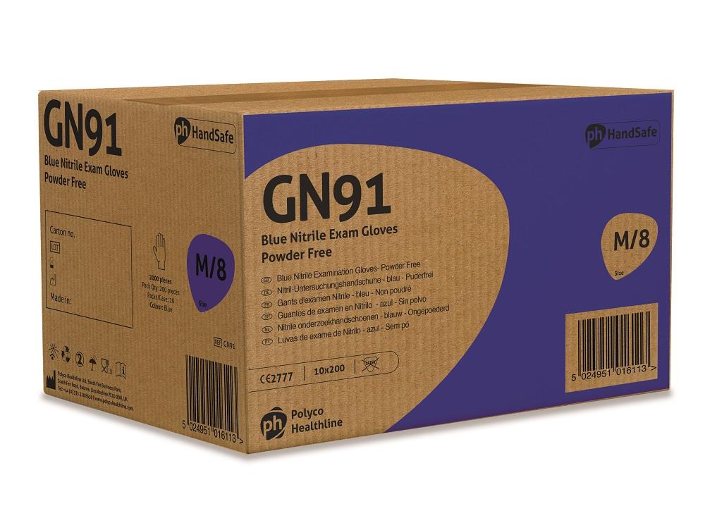 Big Box 200 GN91 Handsafe Blue Nitrile Disposable Gloves Powder Latex