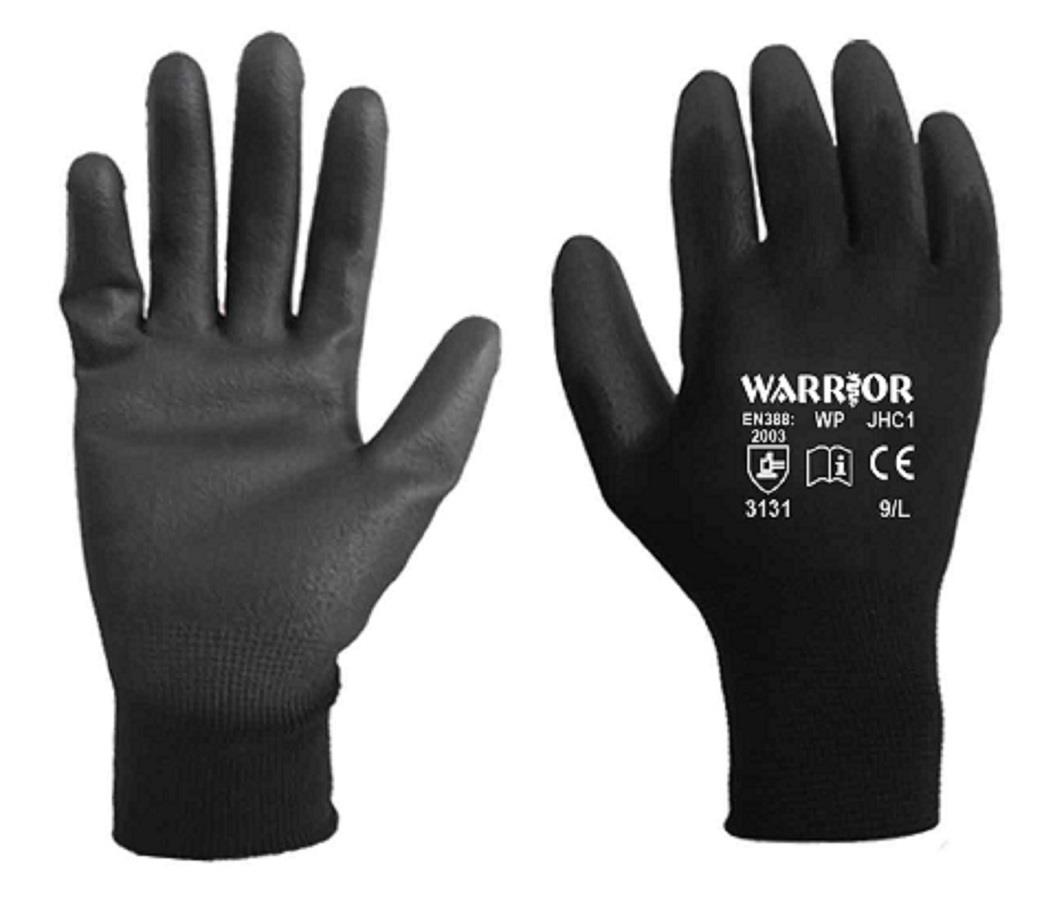 24 Pairs black PU coated work gloves S-XXL safety industrial garden grip gloves