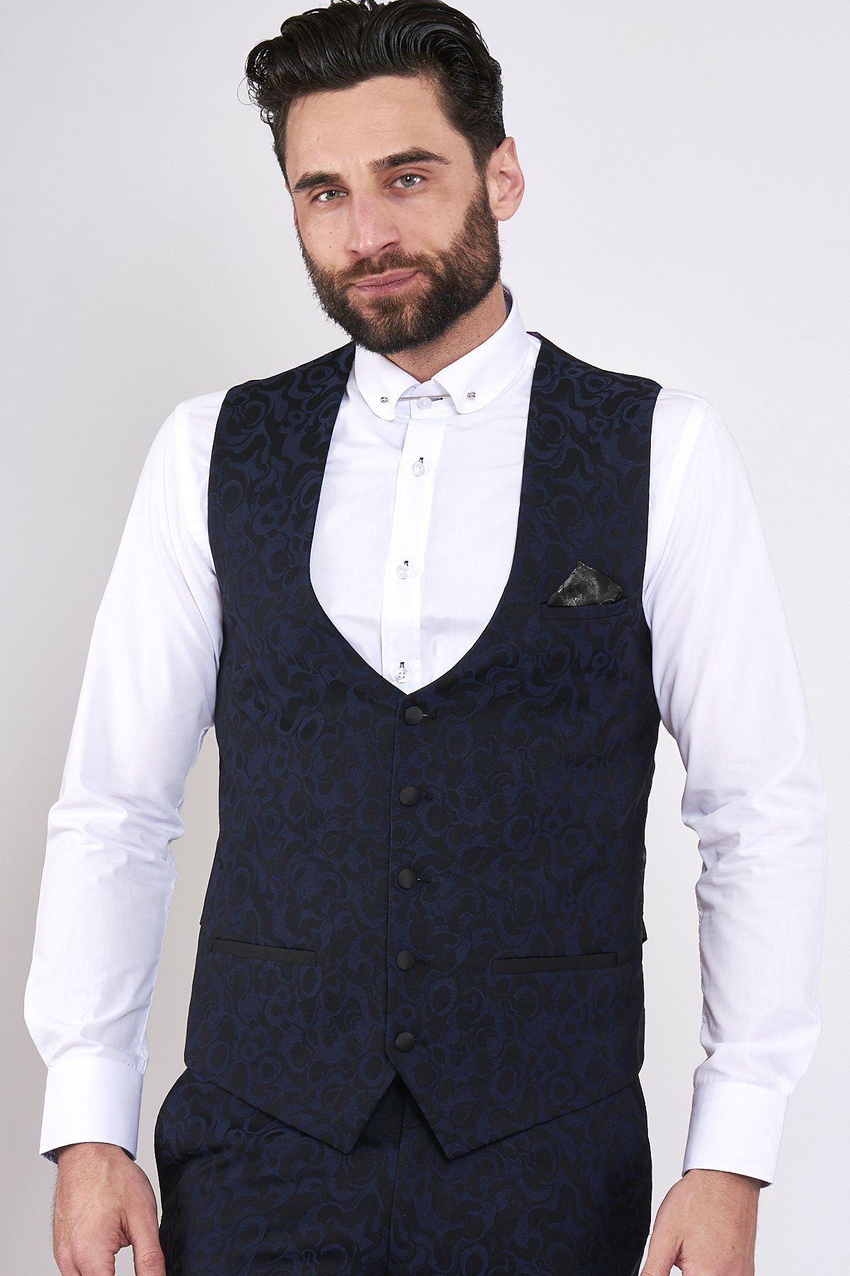 Mens Marc Darcy Grey Waistcoat Single Breasted Slim Tailored Formal Vest