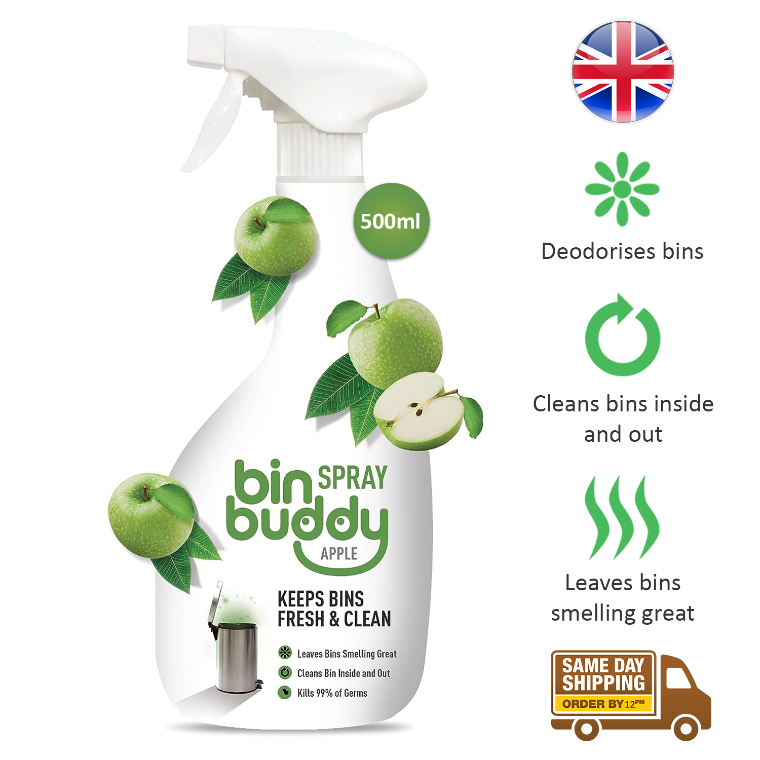 Bin Buddy Disinfectant Spray Surface Cleaner Wheelie Dustbin Air