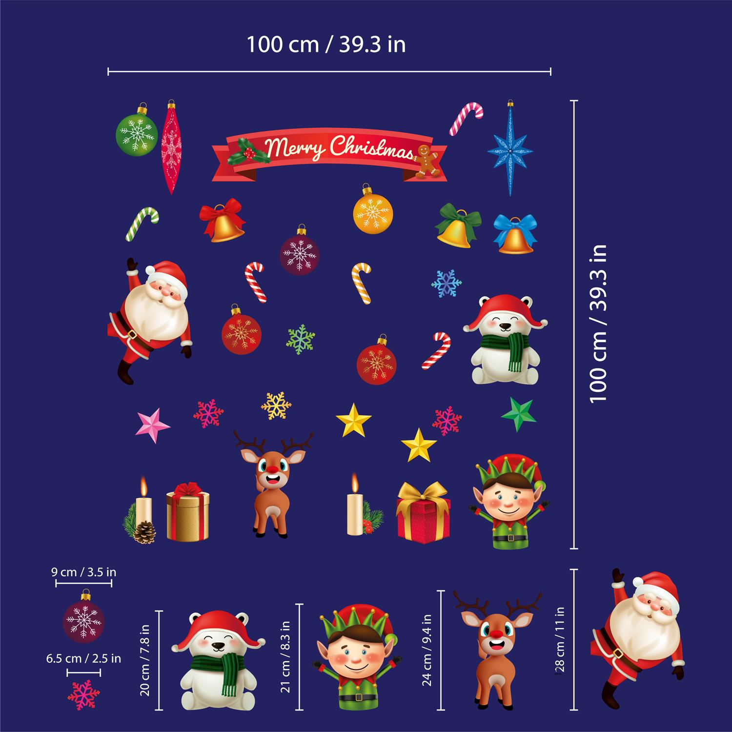 Christmas Removable Reusable Window Cling Art Decal Glass Sticker Stick on Art - Picture 20 of 60