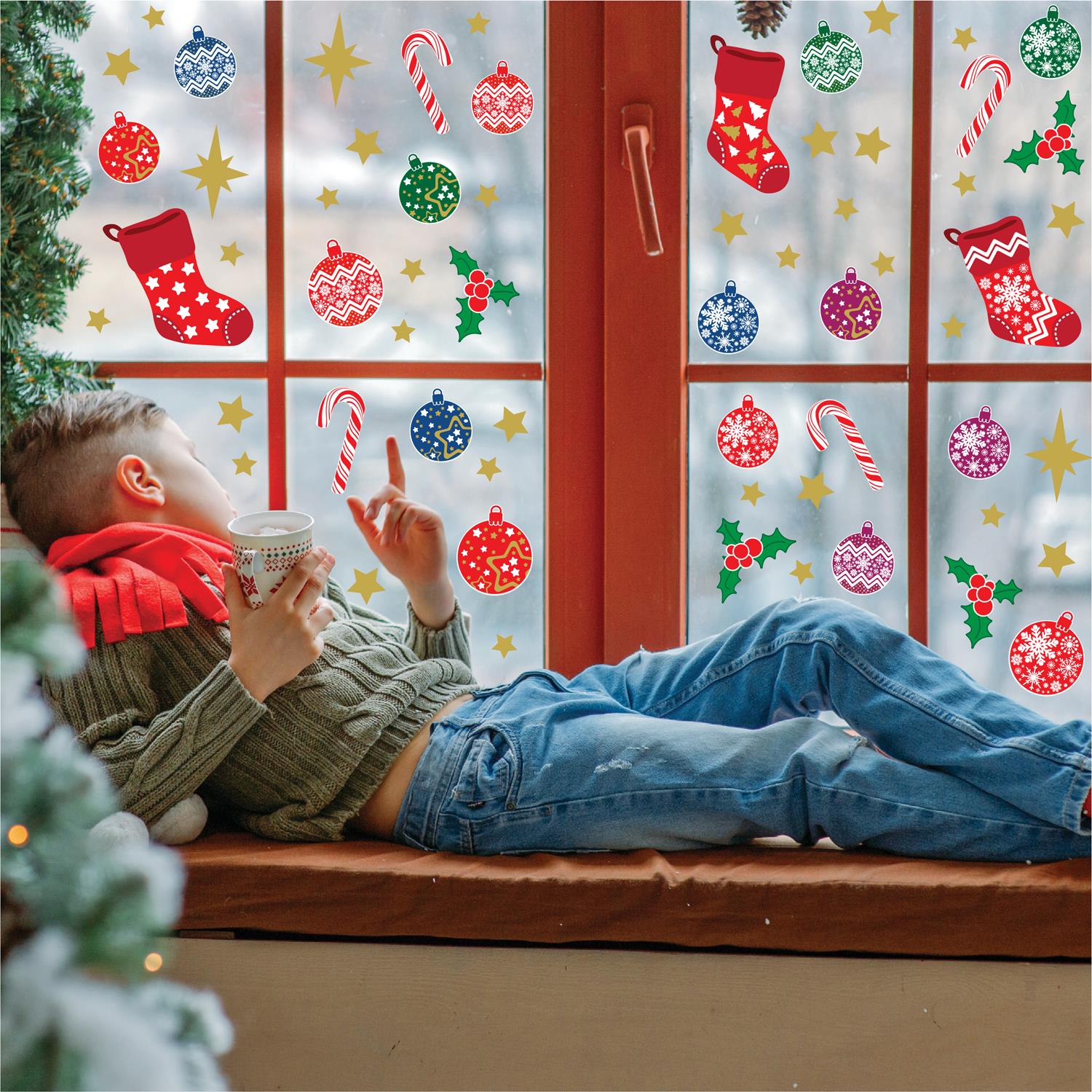 Christmas Removable Reusable Window Cling Art Decal Glass Sticker Stick on Art - Picture 2 of 60