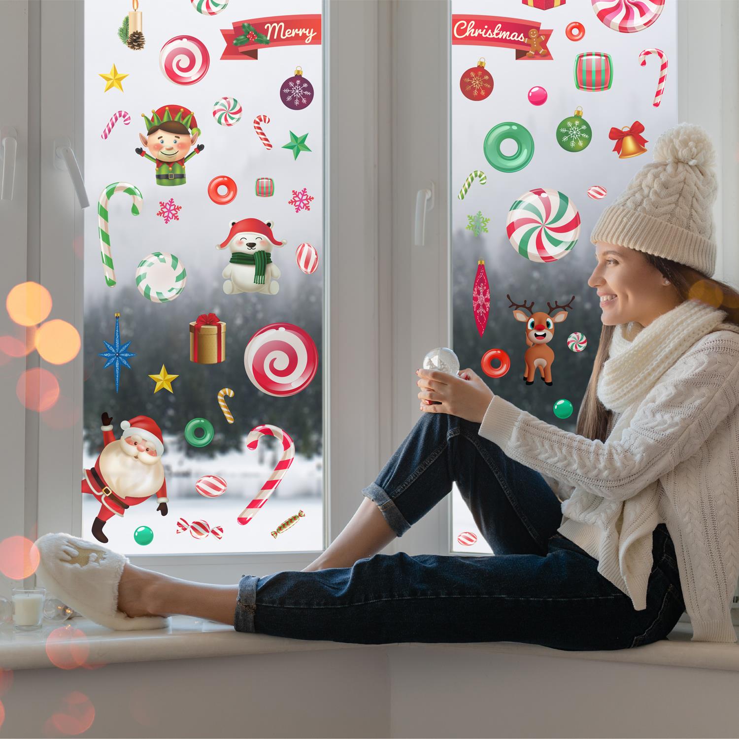 Christmas Removable Reusable Window Cling Art Decal Glass Sticker Stick on Art - Picture 41 of 60