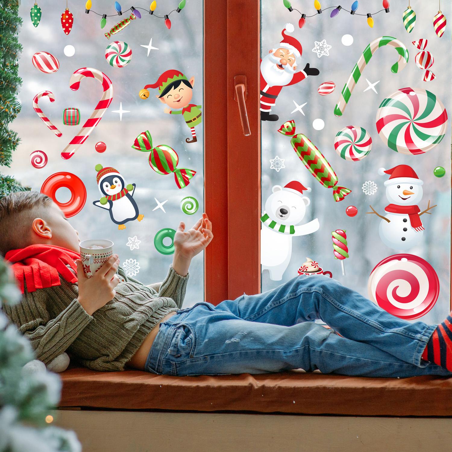 Christmas Removable Reusable Window Cling Art Decal Glass Sticker Stick on Art - Picture 34 of 60
