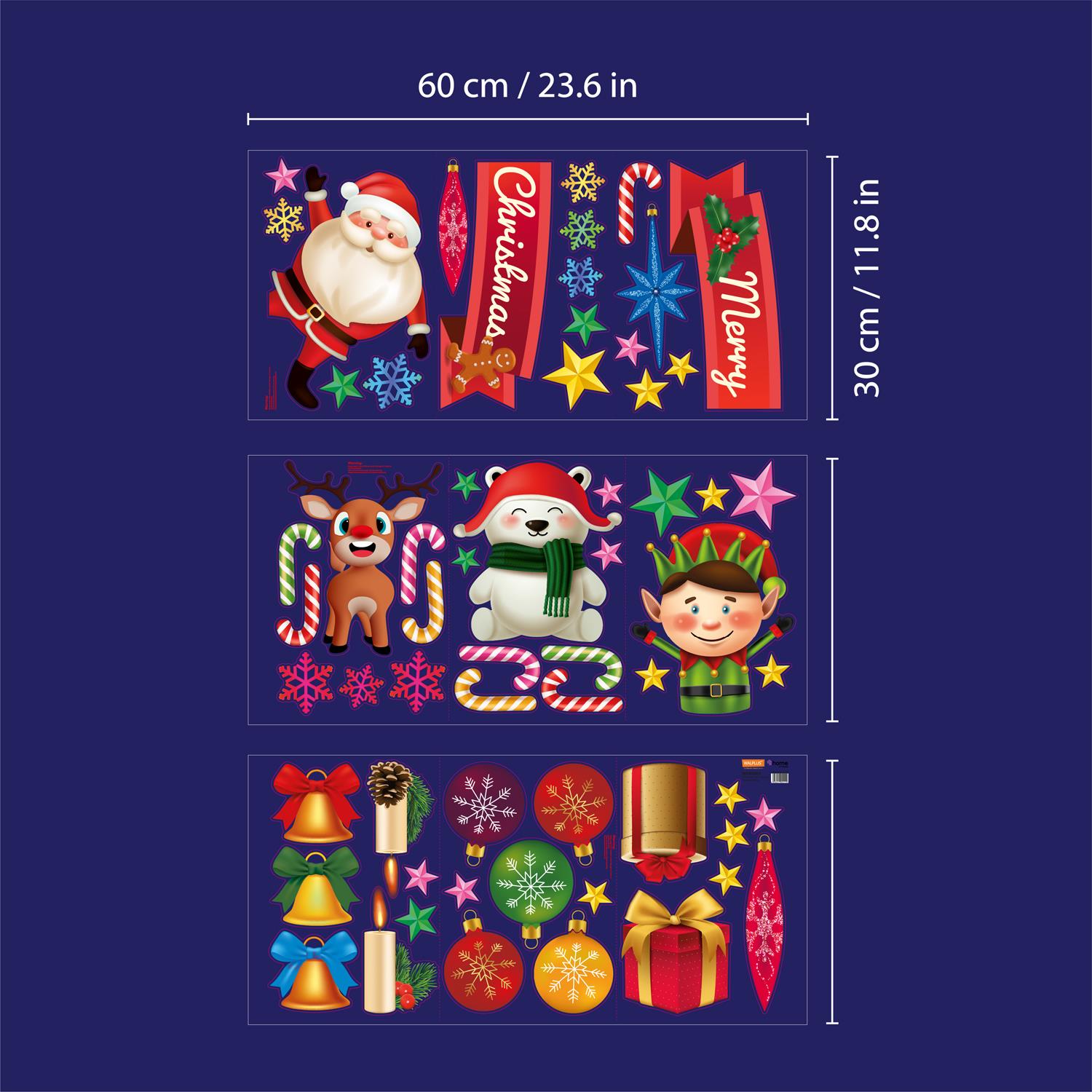 Christmas Removable Reusable Window Cling Art Decal Glass Sticker Stick on Art - Picture 21 of 60