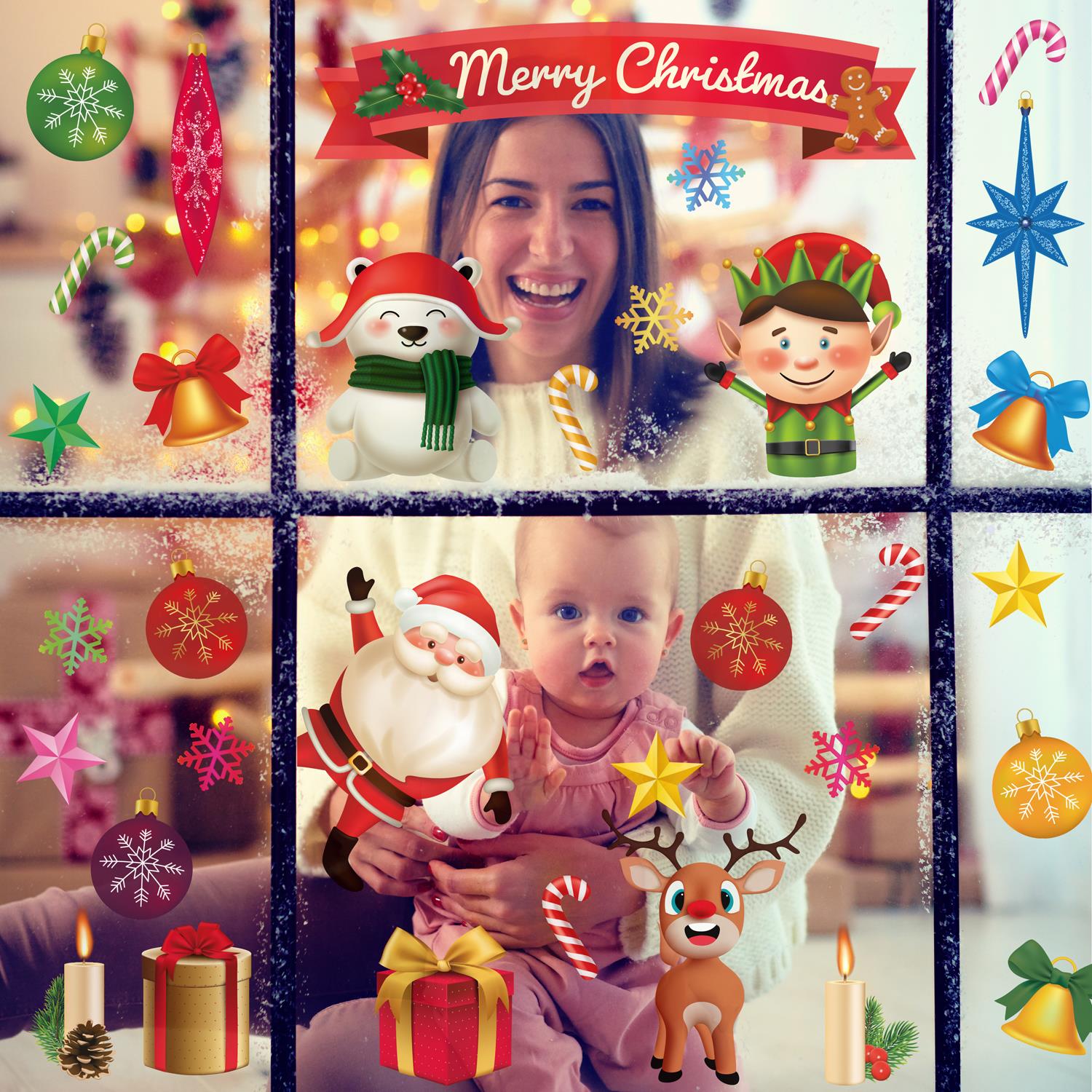 Christmas Removable Reusable Window Cling Art Decal Glass Sticker Stick on Art - Picture 18 of 60