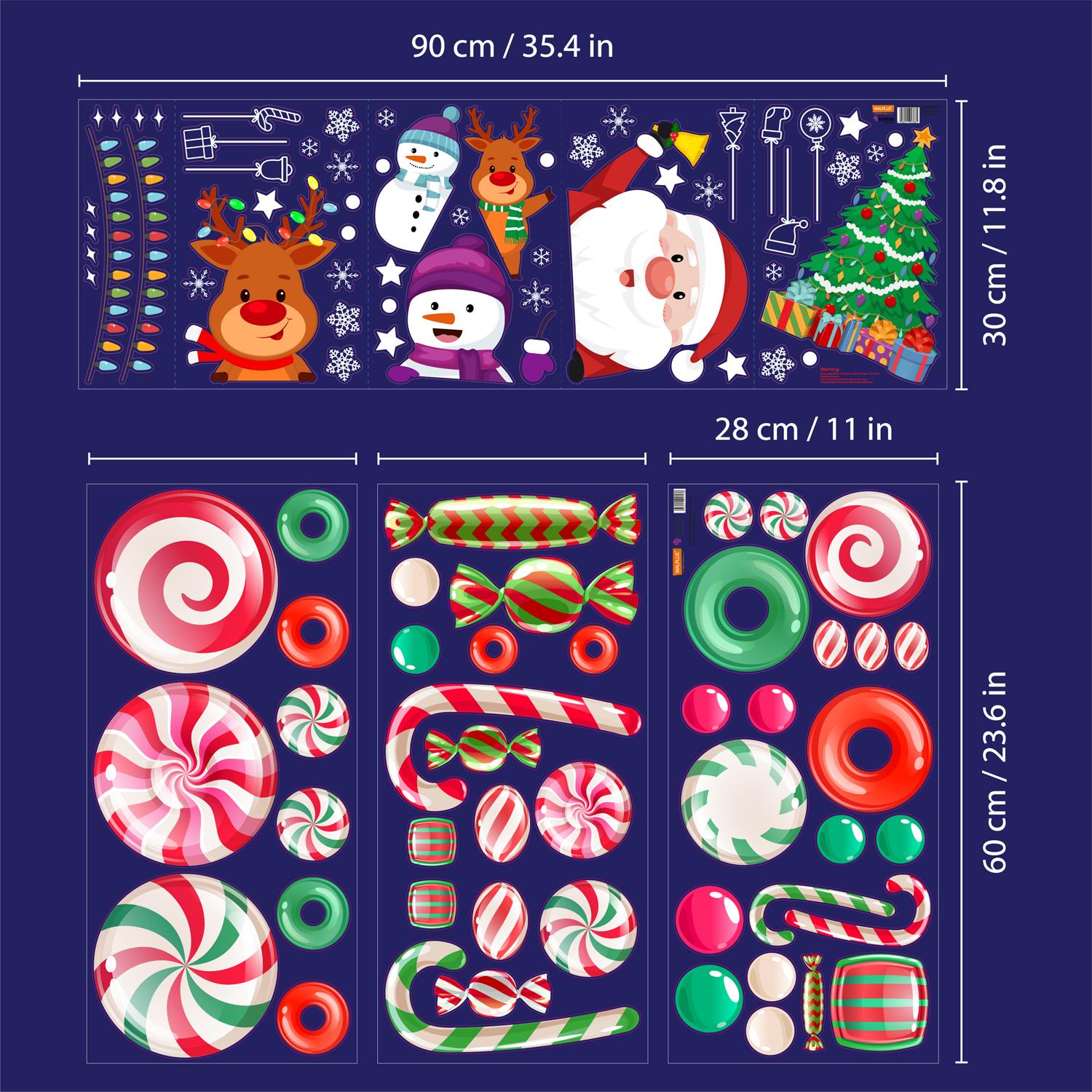 Christmas Removable Reusable Window Cling Art Decal Glass Sticker Stick on Art - Picture 57 of 60