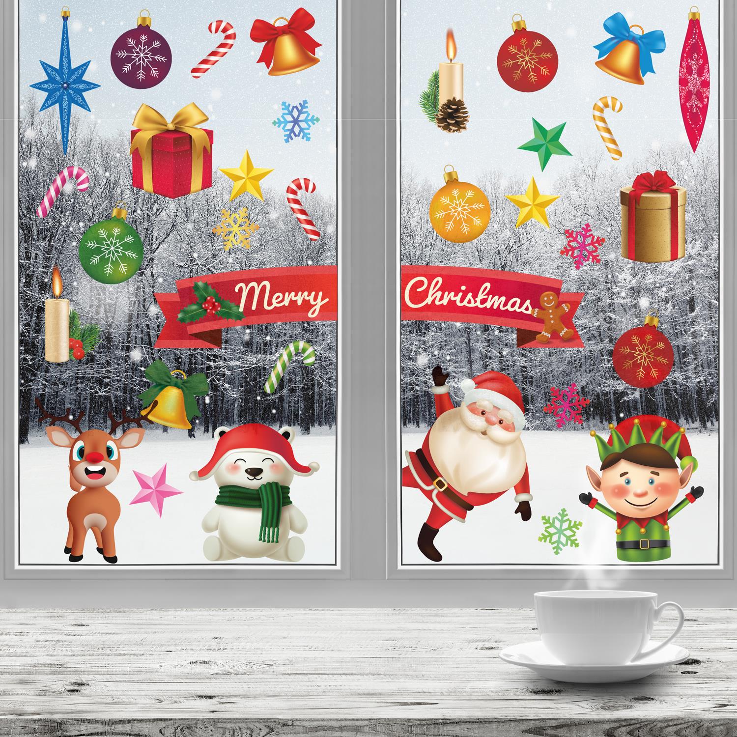 Christmas Removable Reusable Window Cling Art Decal Glass Sticker Stick on Art - Picture 19 of 60