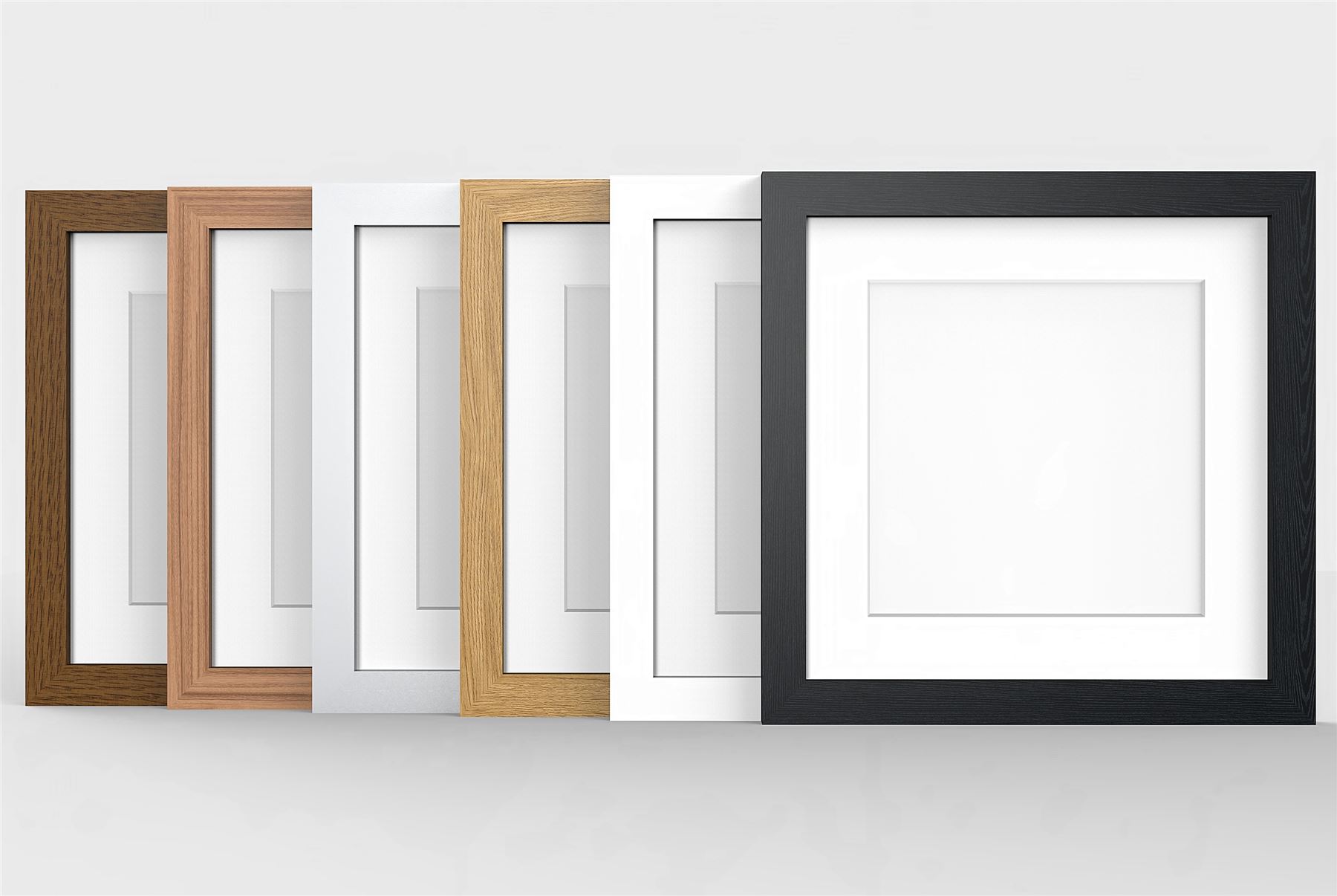 Square Photo Picture Frame with White Mounts Wood Effect Black White Oak - Picture 3 of 7