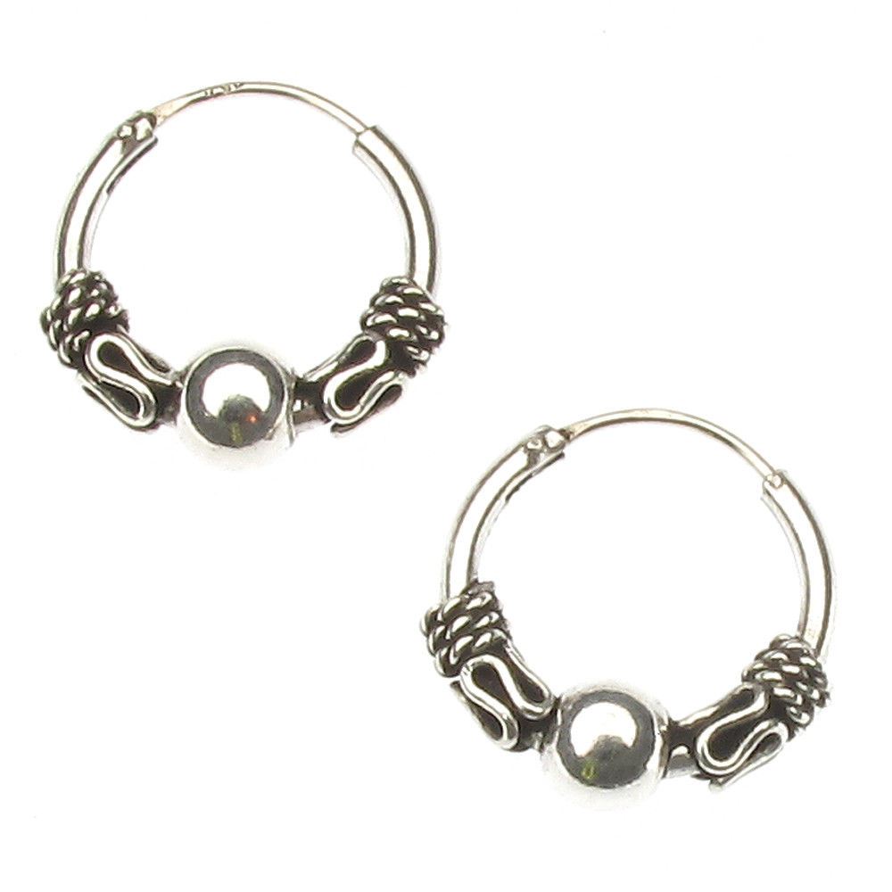 Pair Of Sterling Silver 925 Bali Hoop Earrings 22 mm ! New !!