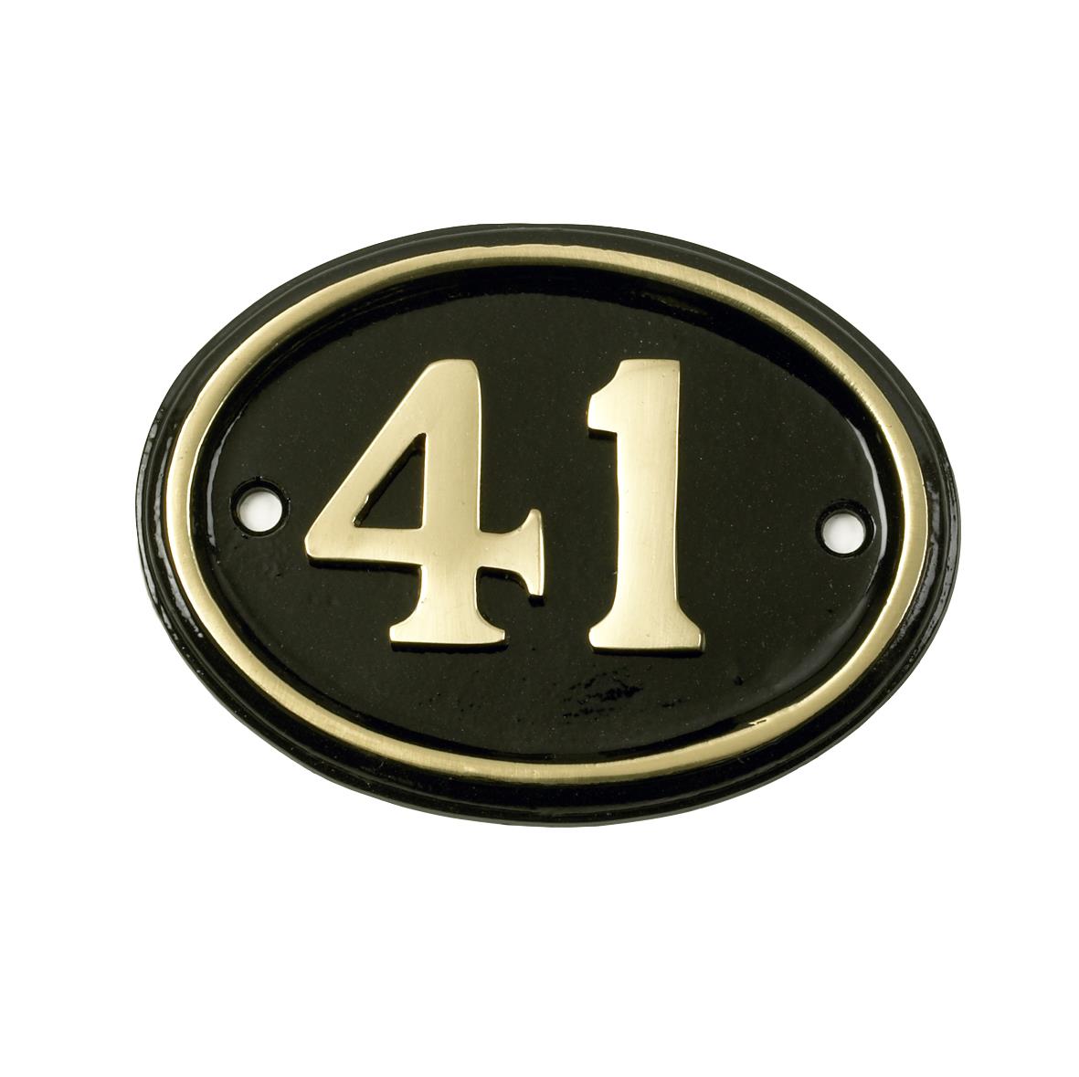 Deluxe Polished Brass & Black Oval House Number Signs 1 - 49 - Picture 50 of 58