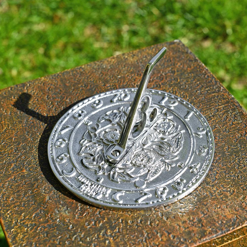 Chrome Garden Sundial 14cm Garden Ornament Sundial eBay