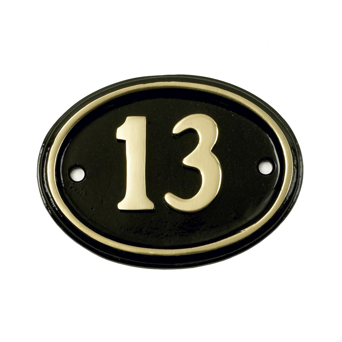 Deluxe Polished Brass & Black Oval House Number Signs 1 - 49 - Picture 18 of 58