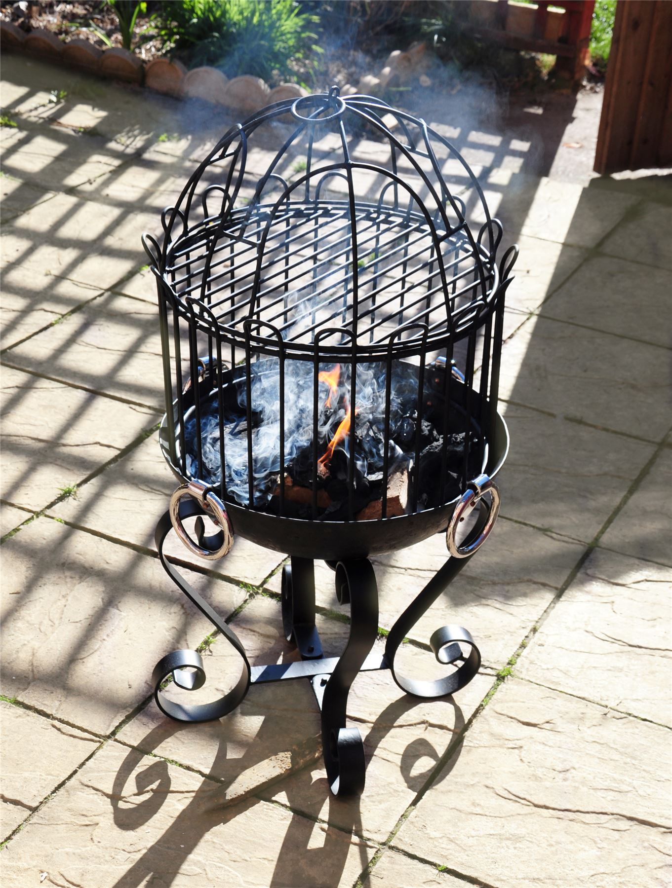 Free Standing Kadai Fire Pit With Grill Plate Fire Bowl Garden / Patio