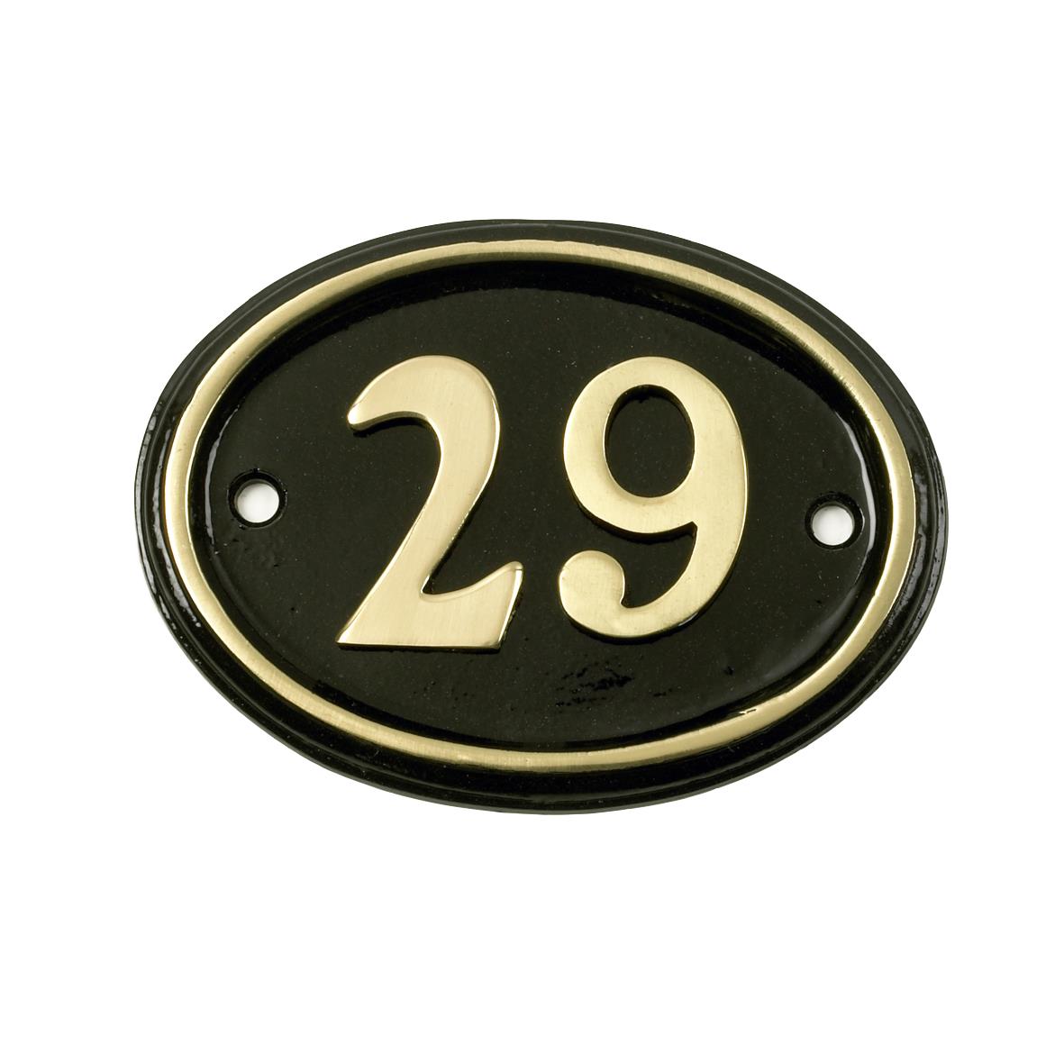 Deluxe Polished Brass & Black Oval House Number Signs 1 - 49 - Picture 38 of 58