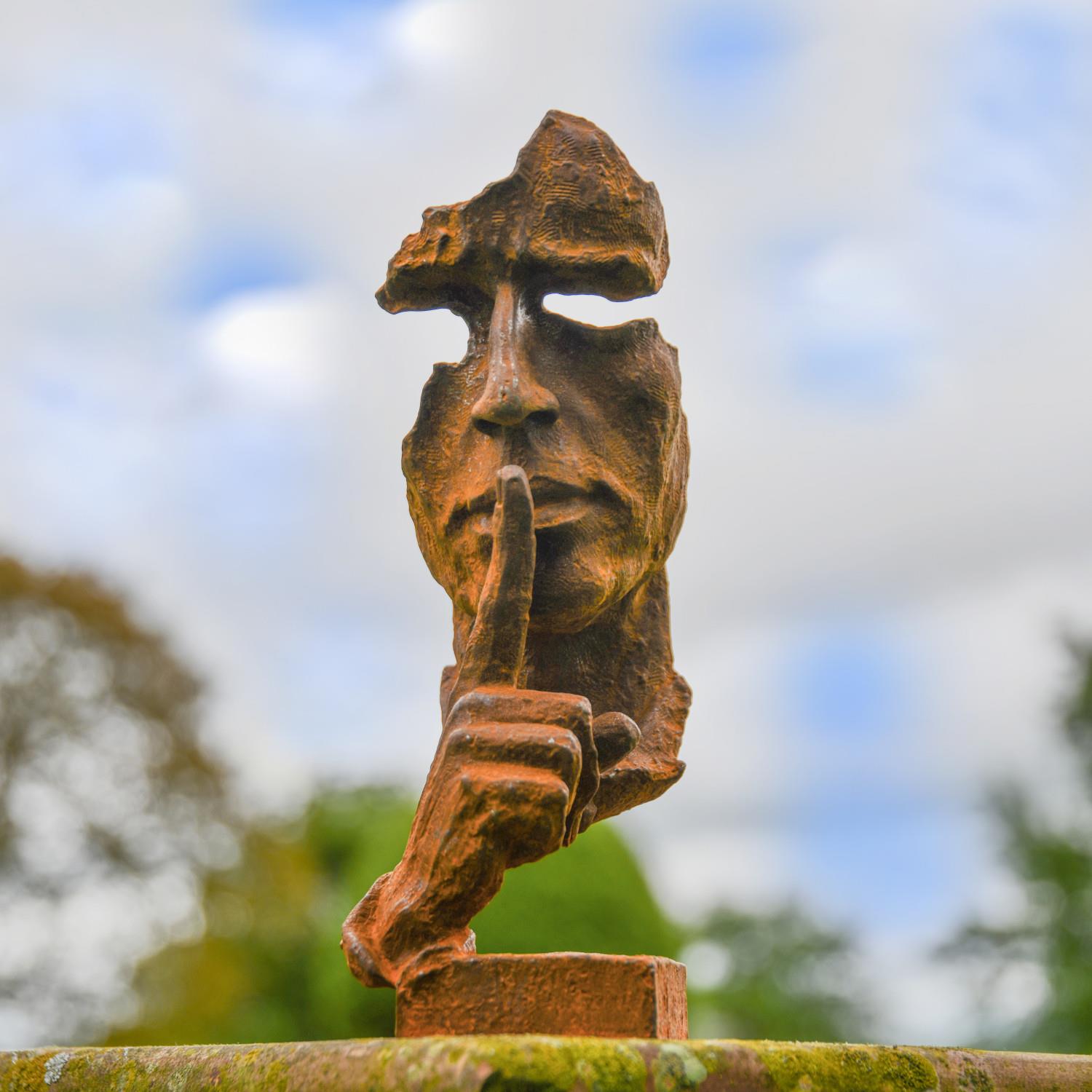 Esculturas de jardín busto cabeza abstracto de hierro fundido rústico - Imagen 4 de 7