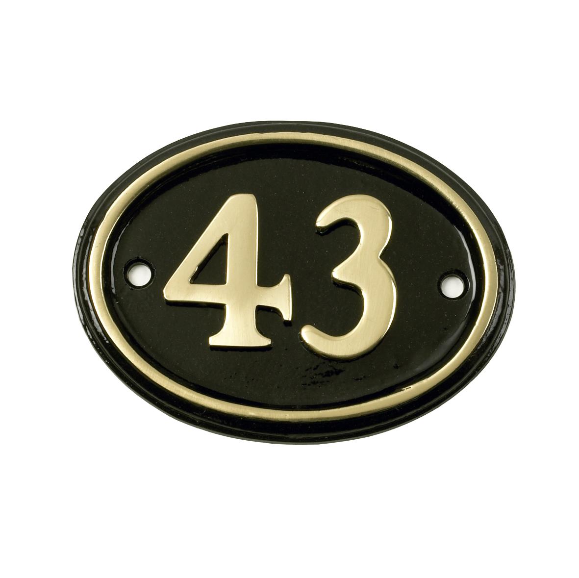 Deluxe Polished Brass & Black Oval House Number Signs 1 - 49 - Picture 52 of 58