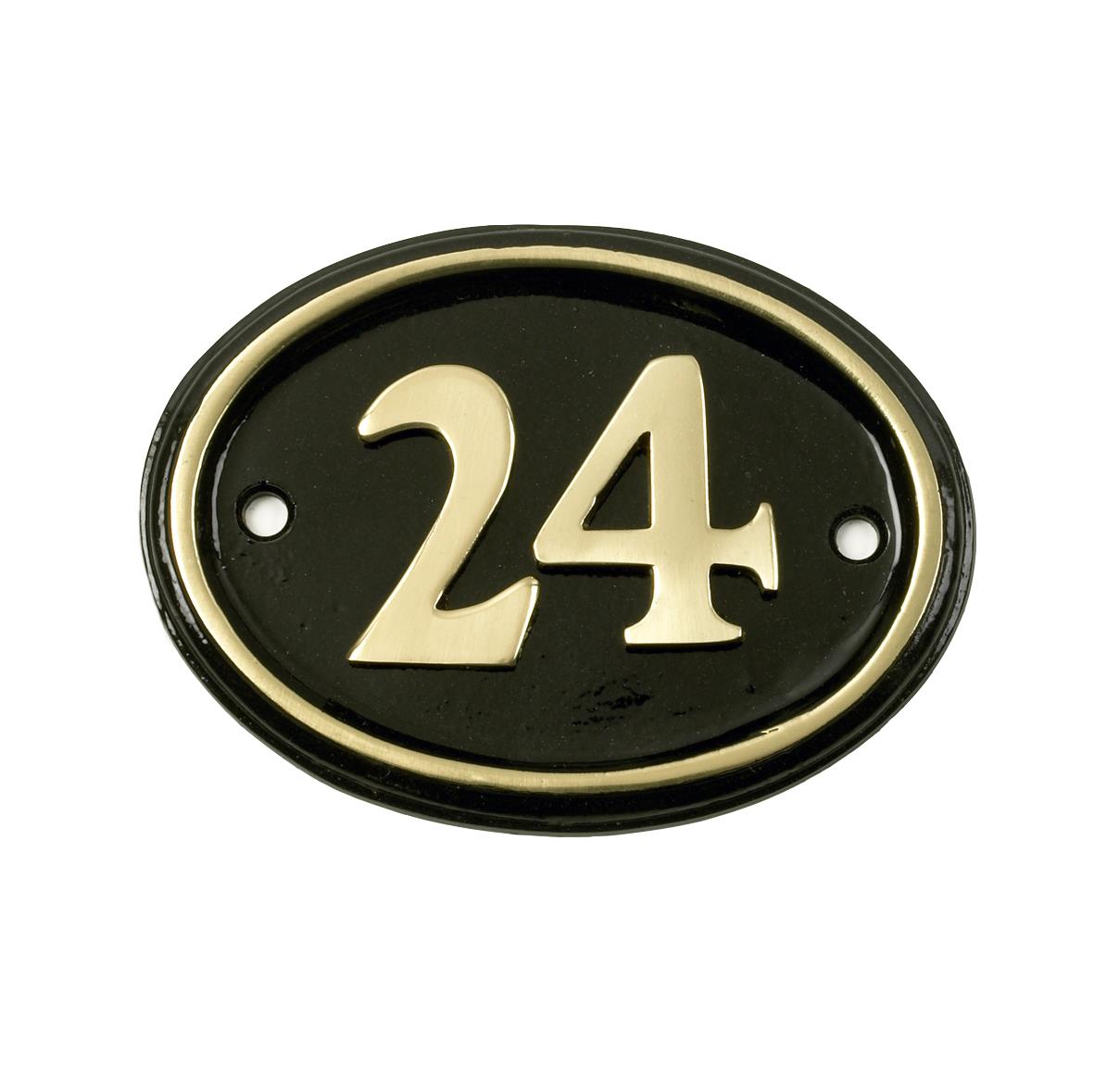 Deluxe Polished Brass & Black Oval House Number Signs 1 - 49 - Picture 30 of 58