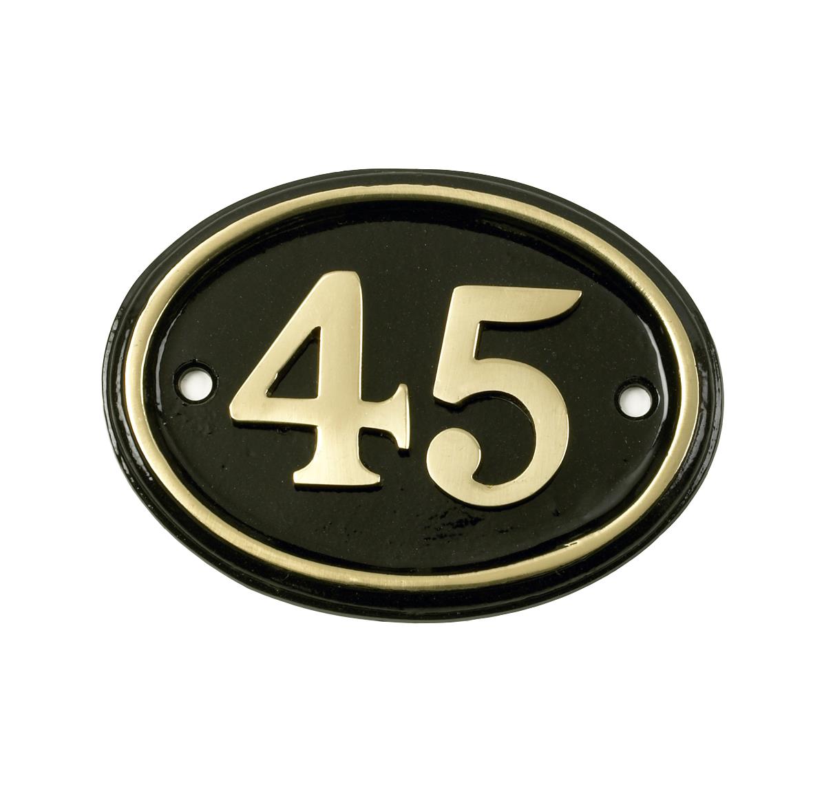 Deluxe Polished Brass & Black Oval House Number Signs 1 - 49 - Picture 54 of 58