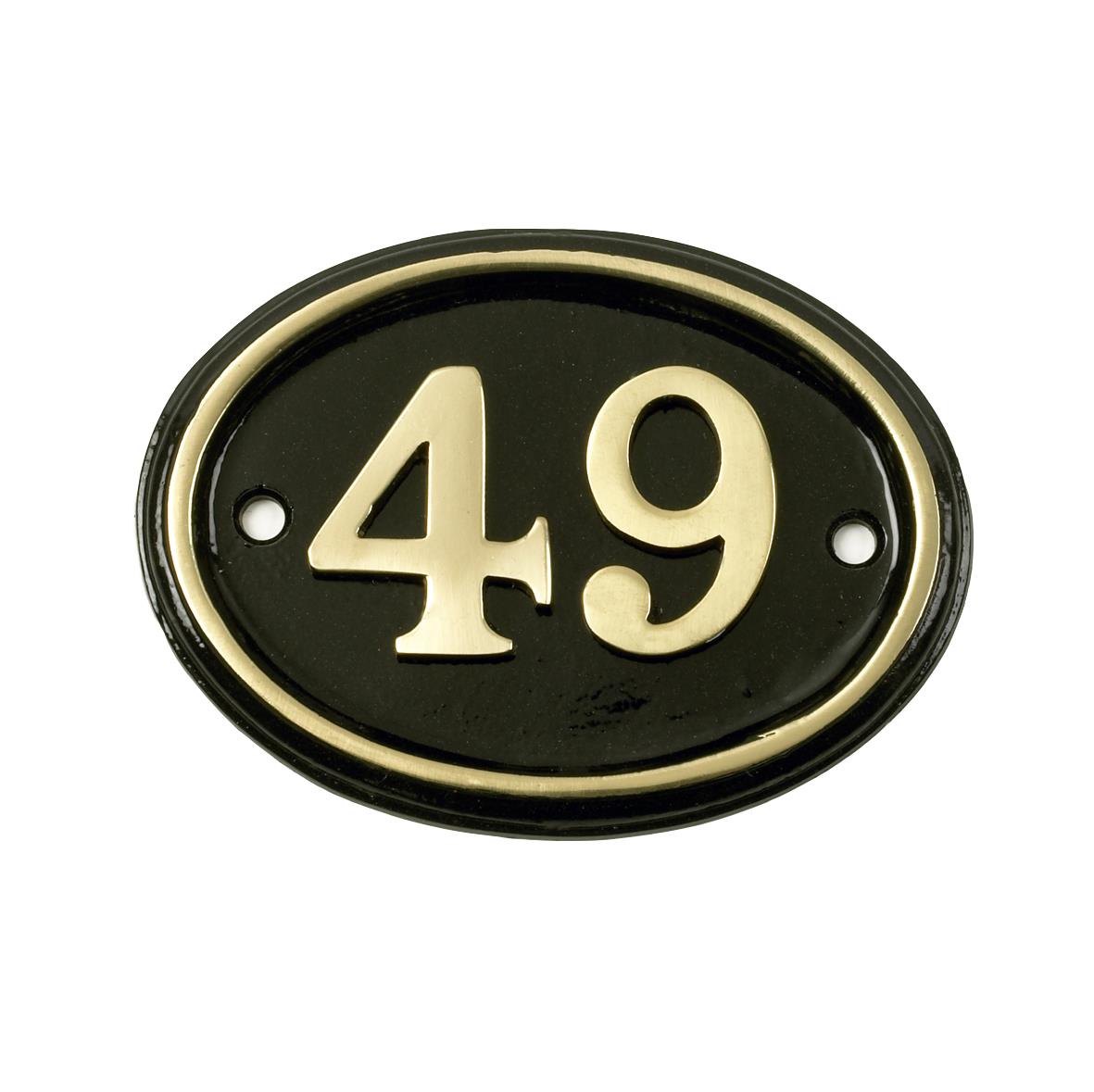 Deluxe Polished Brass & Black Oval House Number Signs 1 - 49 - Picture 58 of 58