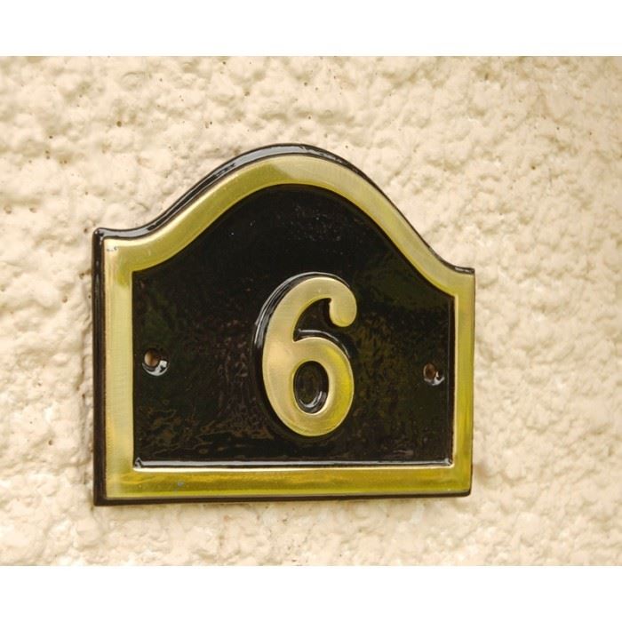 Polished Brass and Black Arched House Number Signs House Signs