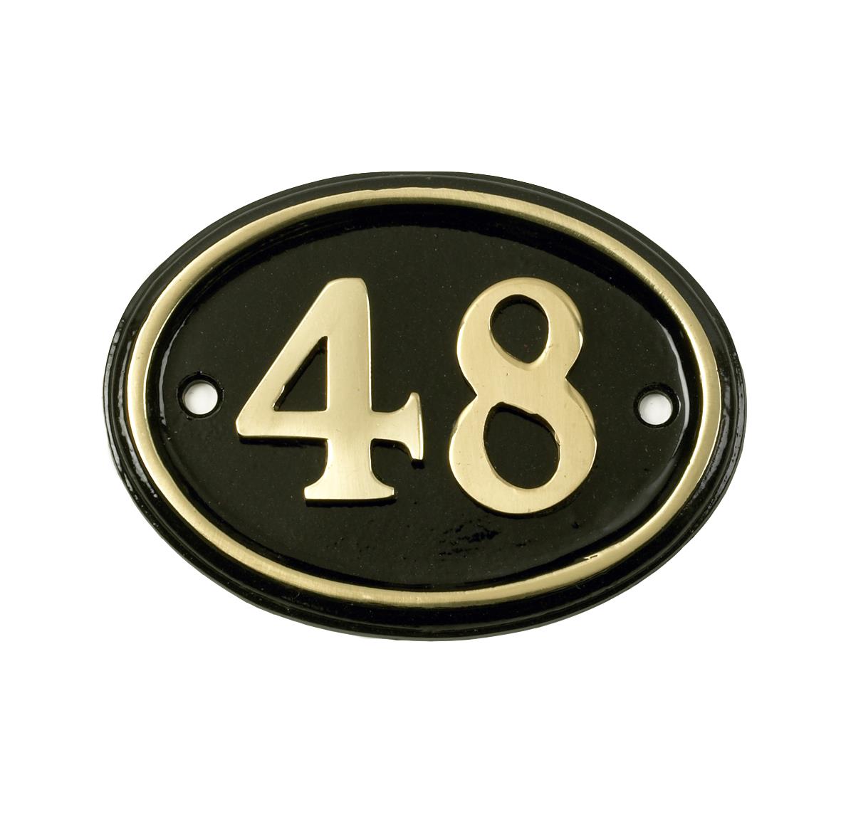 Deluxe Polished Brass & Black Oval House Number Signs 1 - 49 - Picture 57 of 58