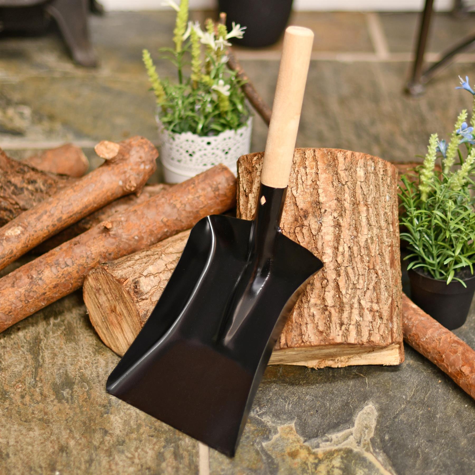 Small Black Steel Fireplace Coal Shovel With Wooden Handle eBay