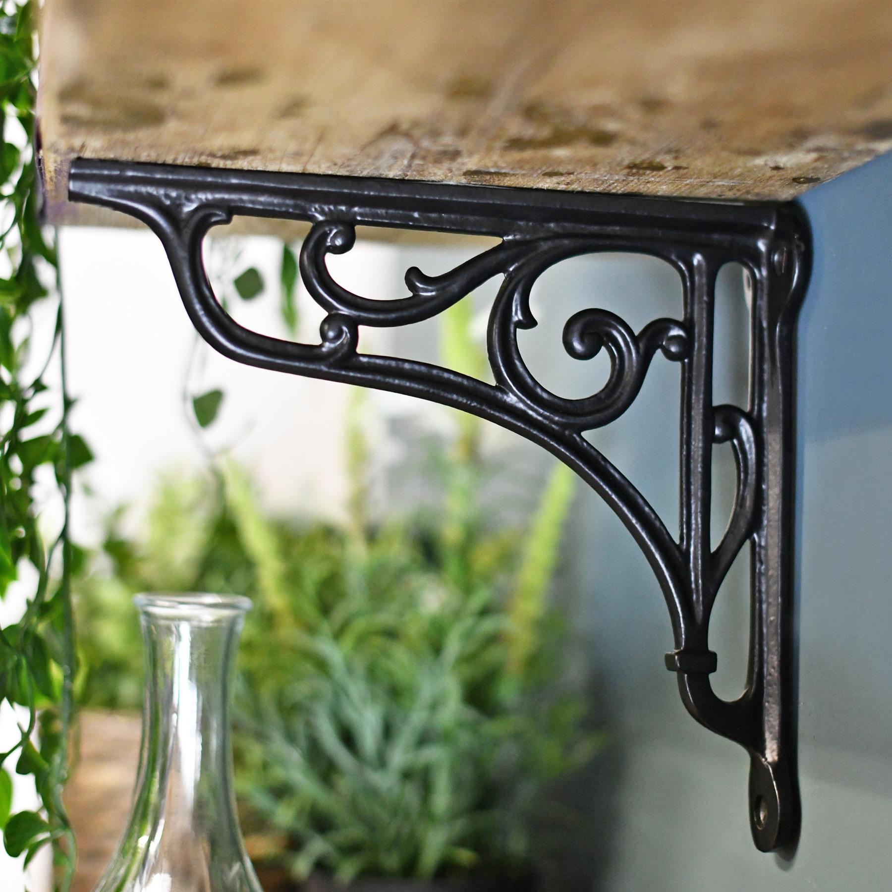 Cast Iron Shelf Bracket Extra Large 8"x7" Finished In Black