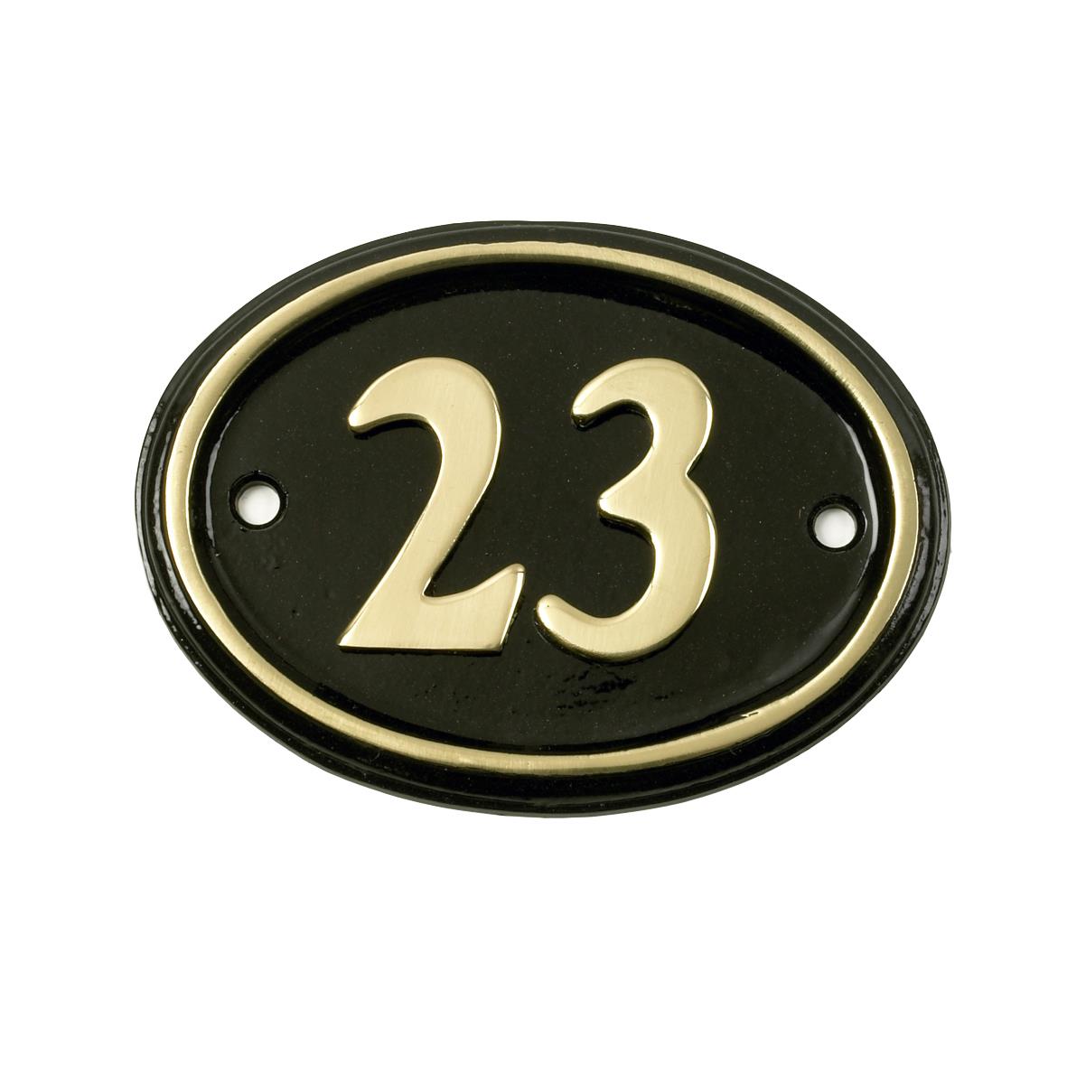 Deluxe Polished Brass & Black Oval House Number Signs 1 - 49 - Picture 29 of 58