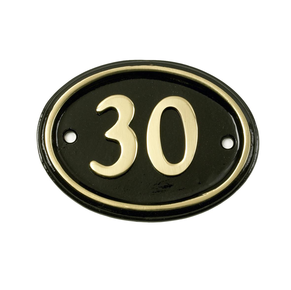 Deluxe Polished Brass & Black Oval House Number Signs 1 - 49 - Picture 39 of 58