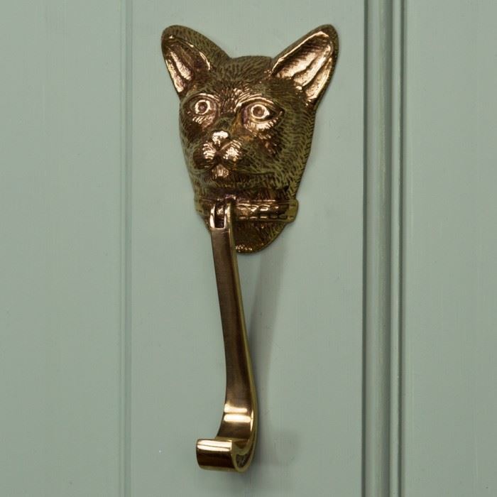 The Cat Head Door Knocker Bright Chrome / Polished Brass & Black eBay