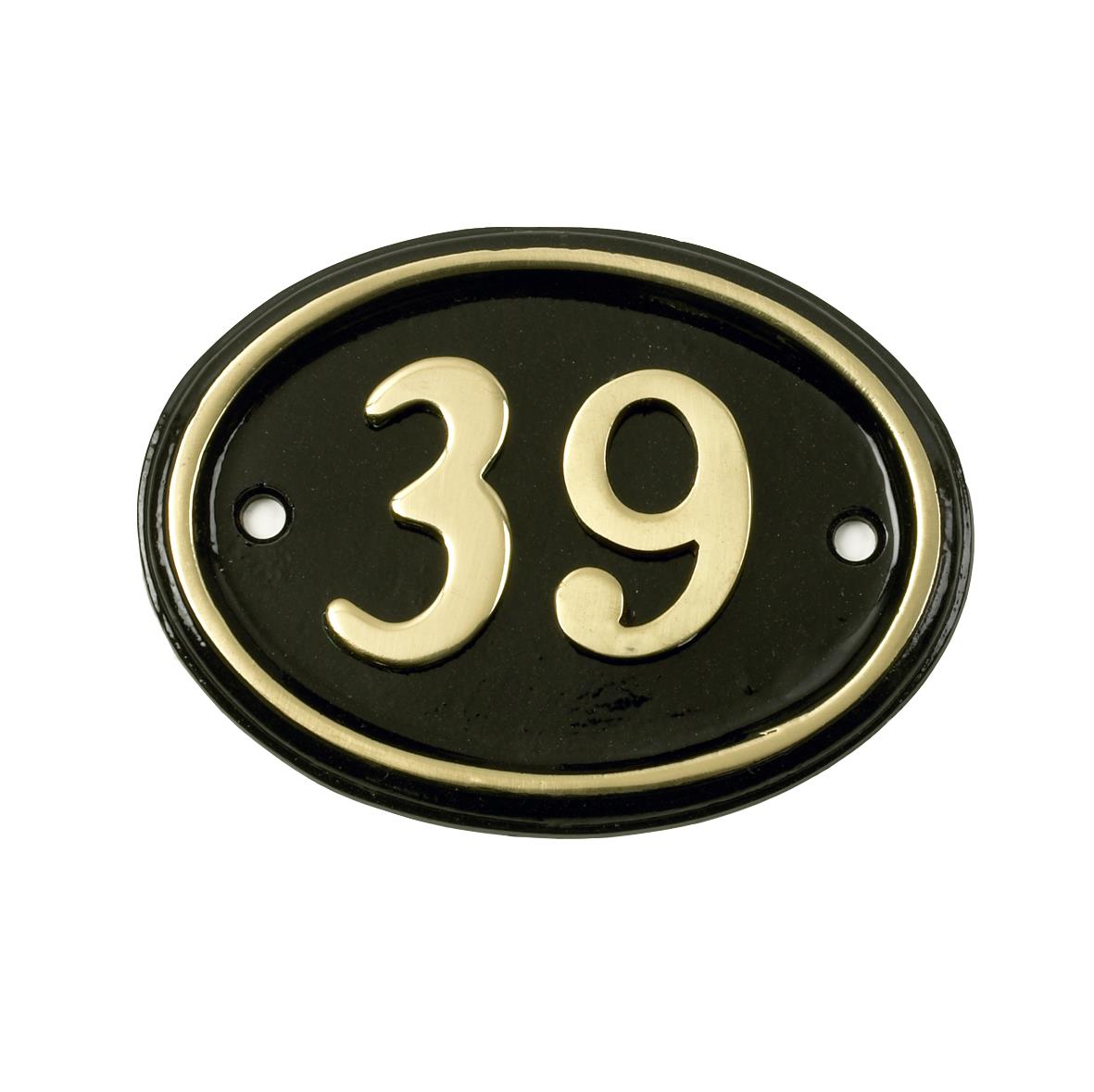 Deluxe Polished Brass & Black Oval House Number Signs 1 - 49 - Picture 48 of 58