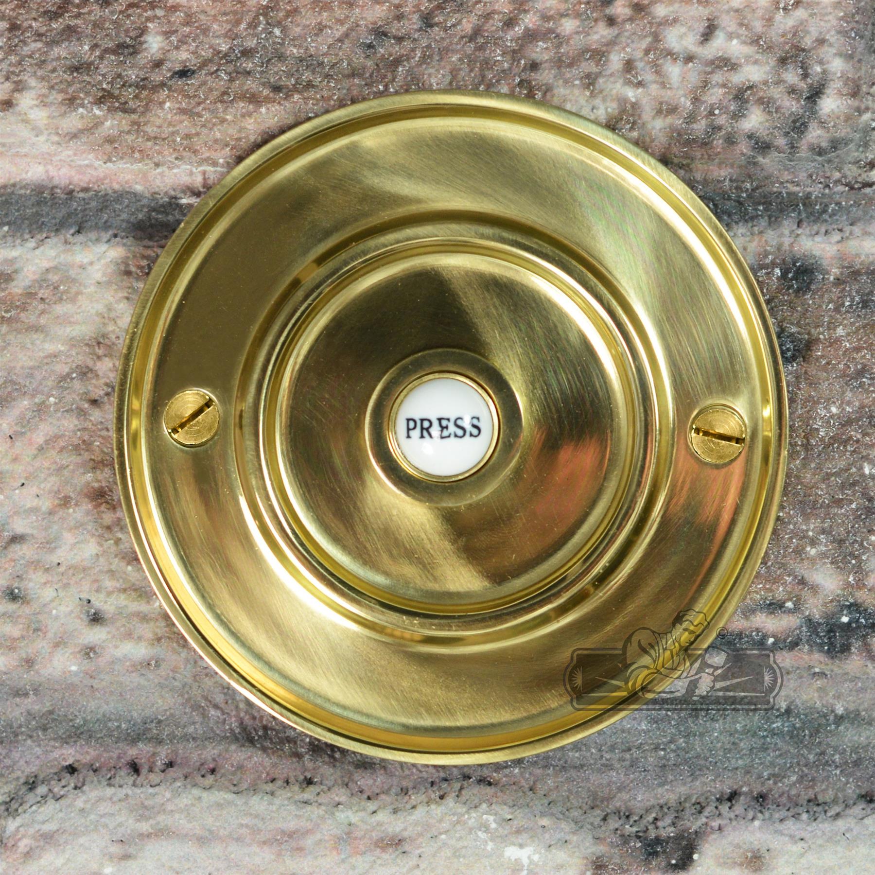 4" Brass Classical Round Door Bell Push With Ceramic Press Button