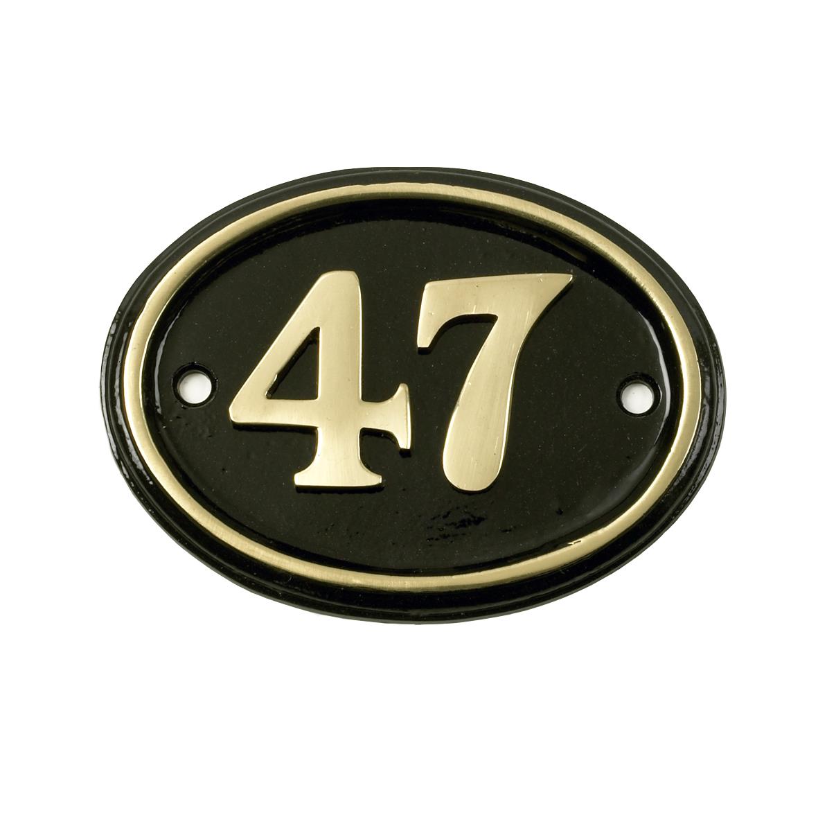 Deluxe Polished Brass & Black Oval House Number Signs 1 - 49 - Picture 56 of 58