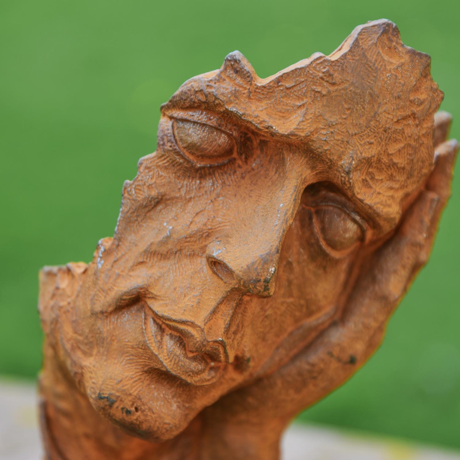 Esculturas de jardín busto cabeza abstracto de hierro fundido rústico - Imagen 3 de 7