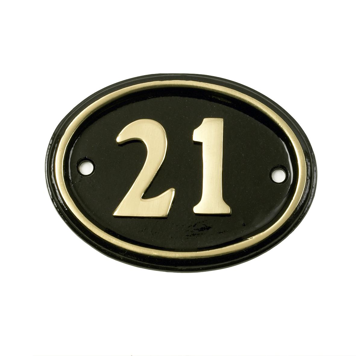 Deluxe Polished Brass & Black Oval House Number Signs 1 - 49 - Picture 26 of 58