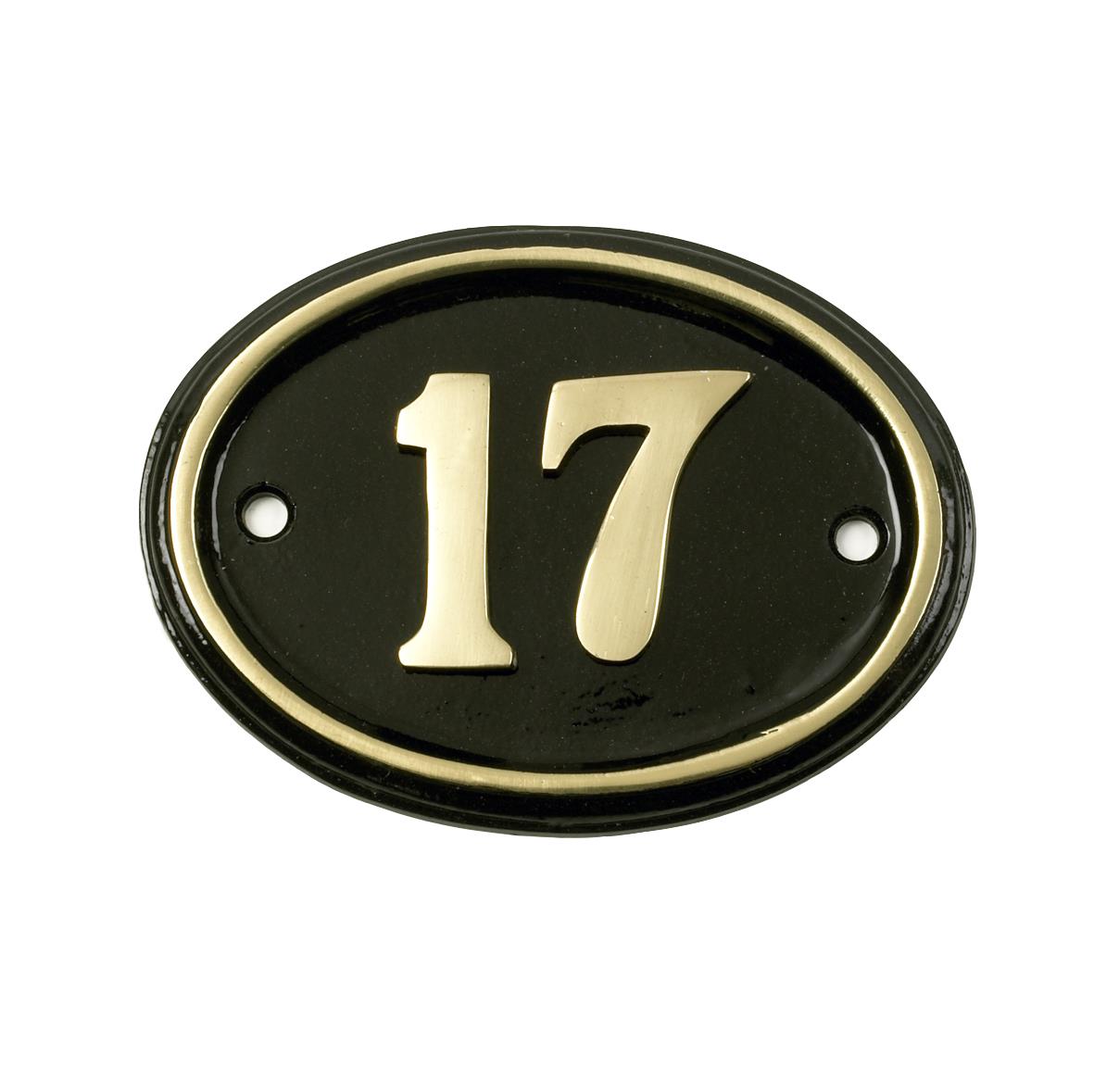 Deluxe Polished Brass & Black Oval House Number Signs 1 - 49 - Picture 22 of 58