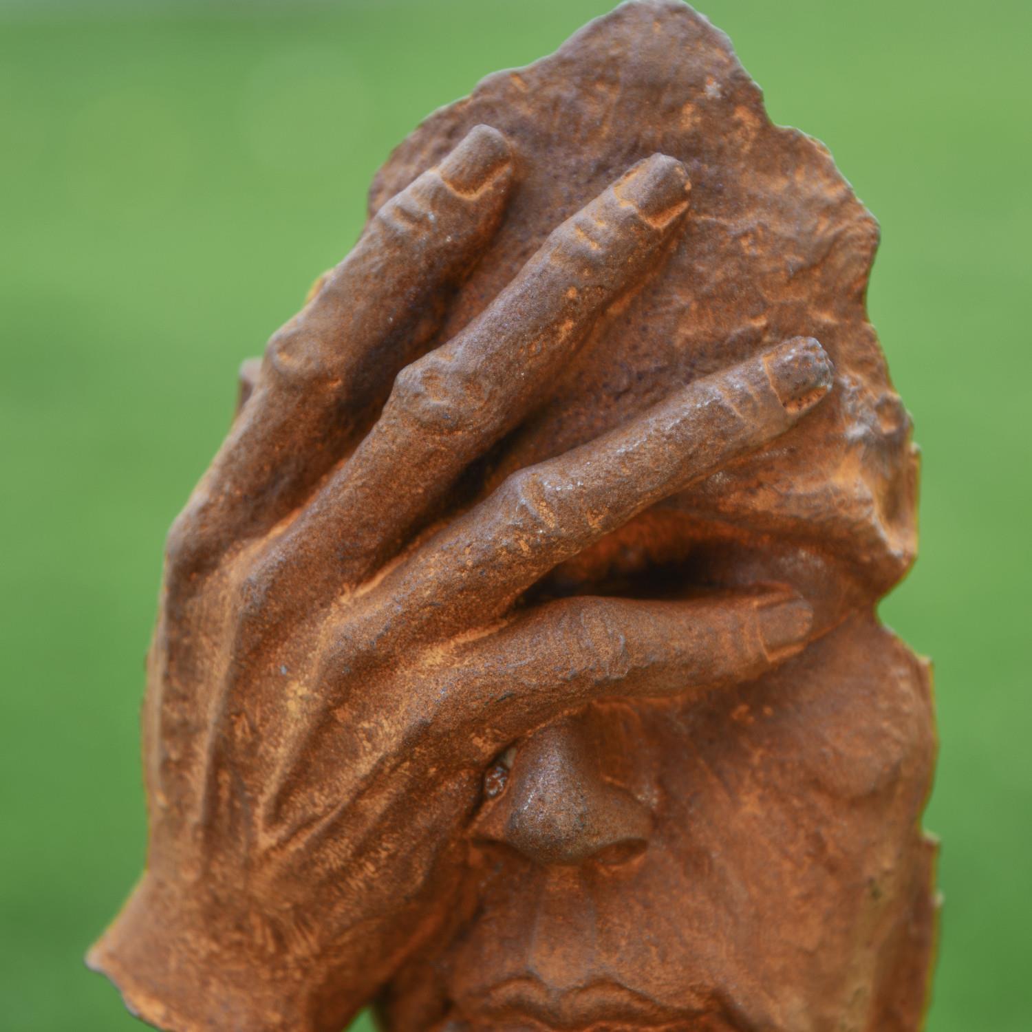Esculturas de jardín busto cabeza abstracto de hierro fundido rústico - Imagen 7 de 7