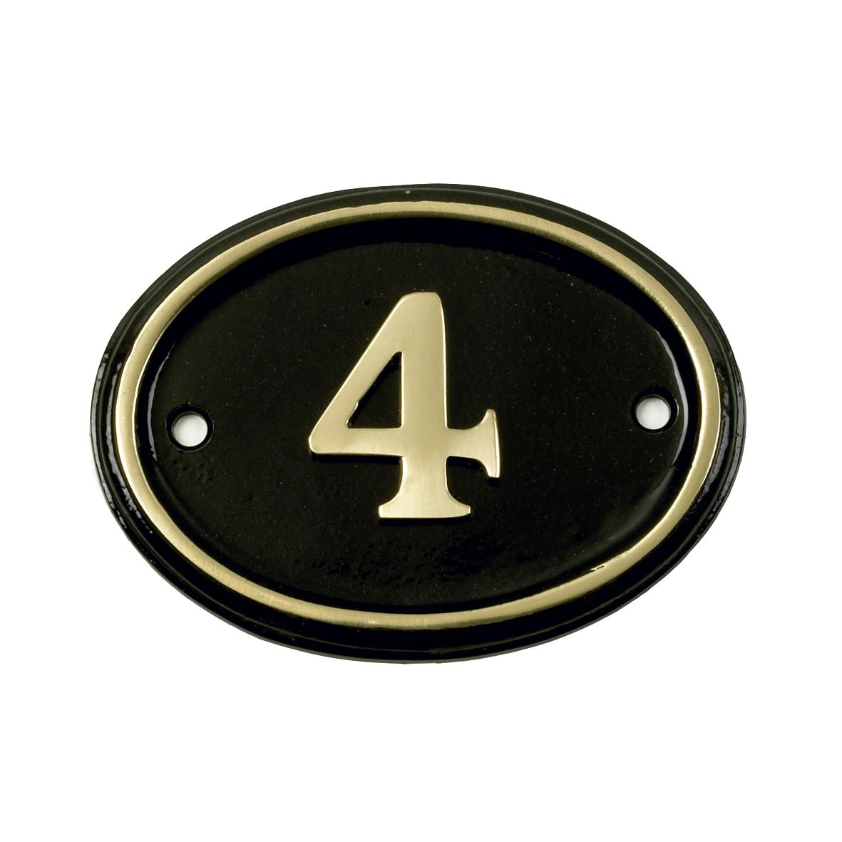 Deluxe Polished Brass & Black Oval House Number Signs 1 - 49 - Picture 9 of 58