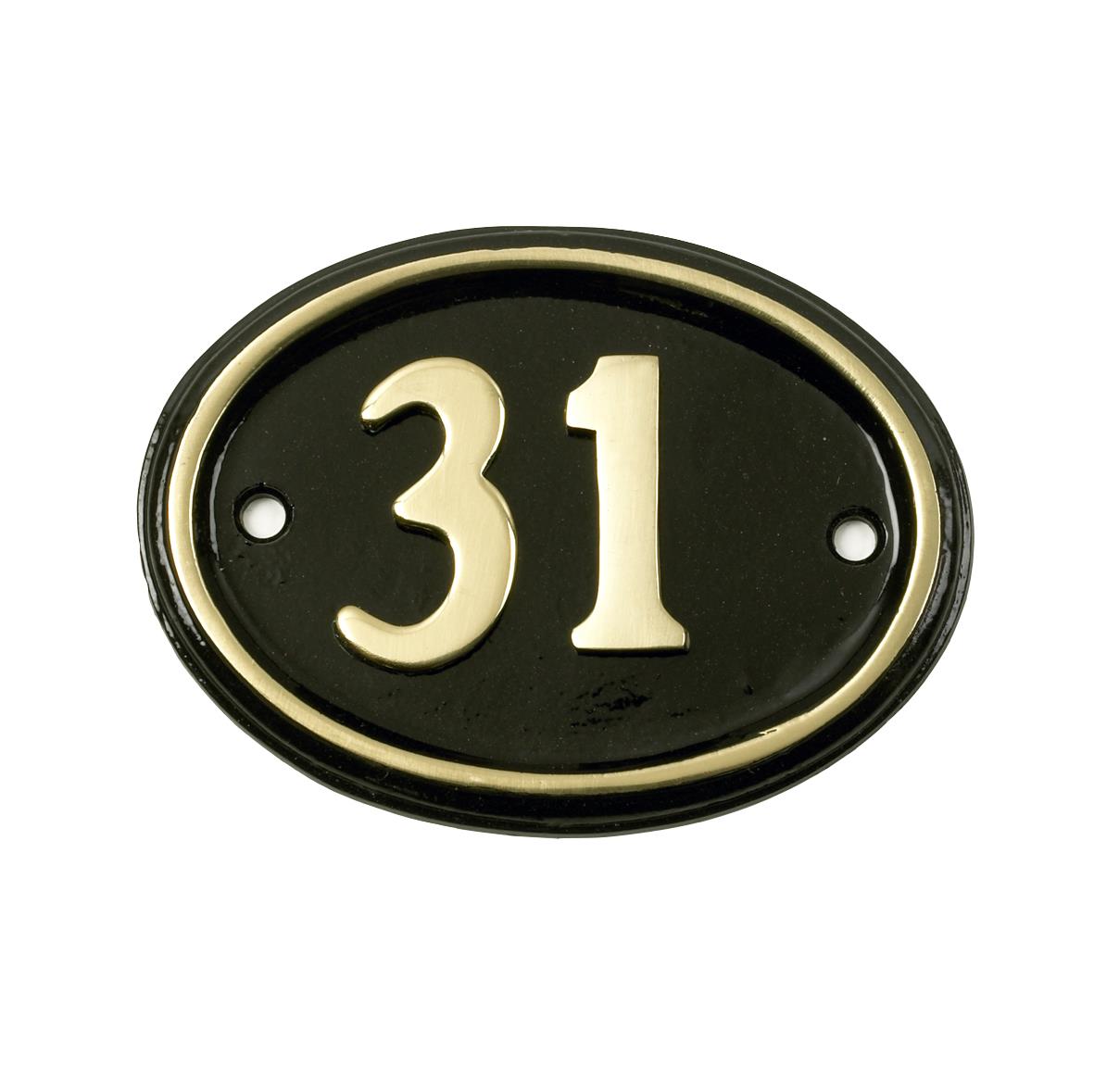 Deluxe Polished Brass & Black Oval House Number Signs 1 - 49 - Picture 40 of 58