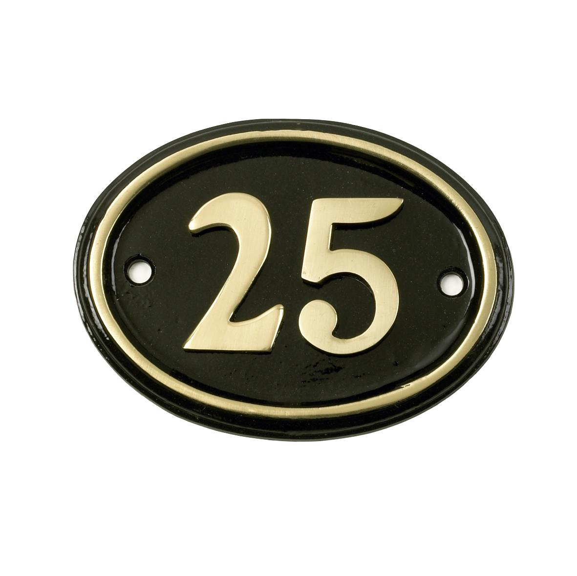 Deluxe Polished Brass & Black Oval House Number Signs 1 - 49 - Picture 31 of 58