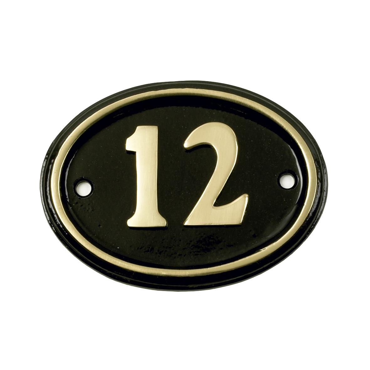 Deluxe Polished Brass & Black Oval House Number Signs 1 - 49 - Picture 17 of 58
