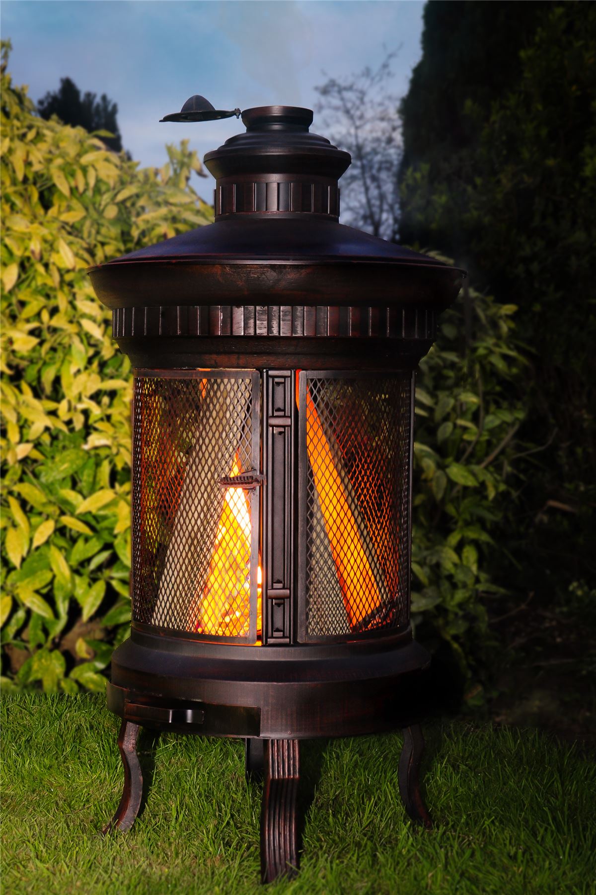 WROUGHT IRON GARDEN Wood Burner Log Burner Chimenea Outdoor Patio