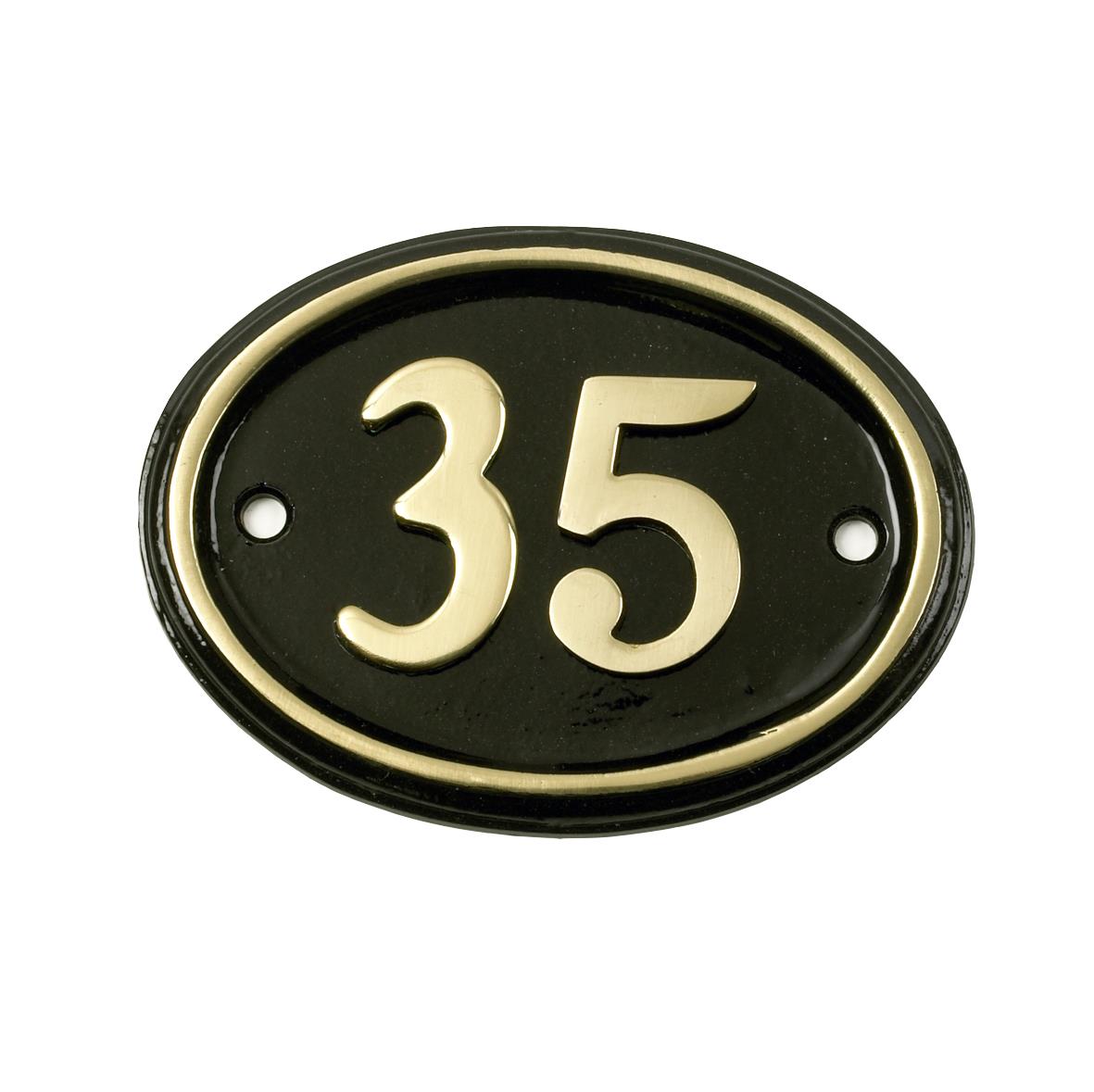 Deluxe Polished Brass & Black Oval House Number Signs 1 - 49 - Picture 44 of 58