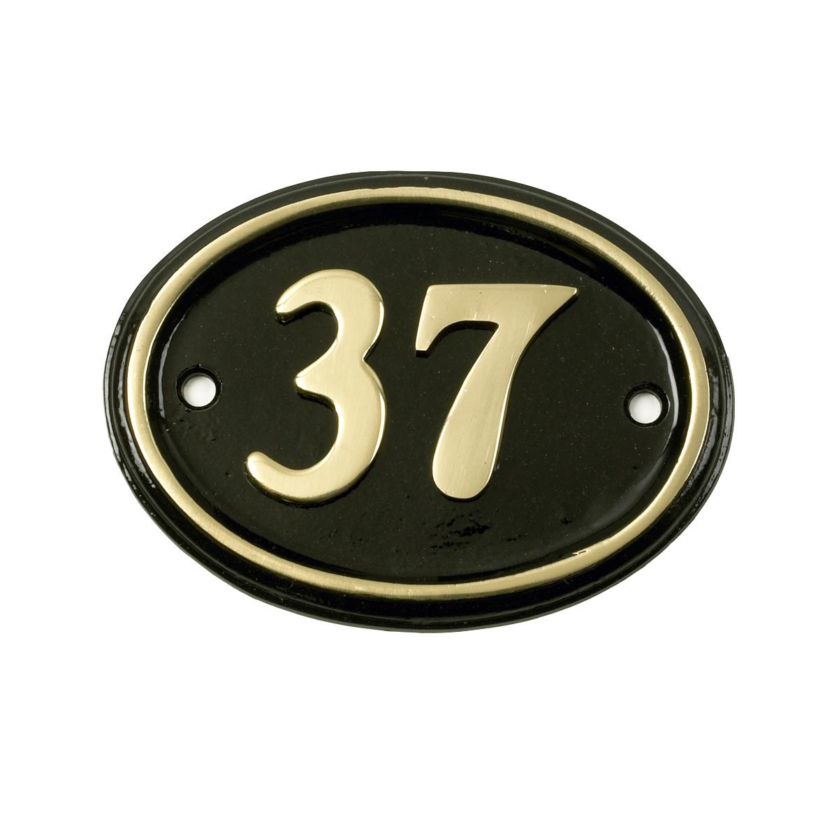 Deluxe Polished Brass & Black Oval House Number Signs 1 - 49 - Picture 46 of 58