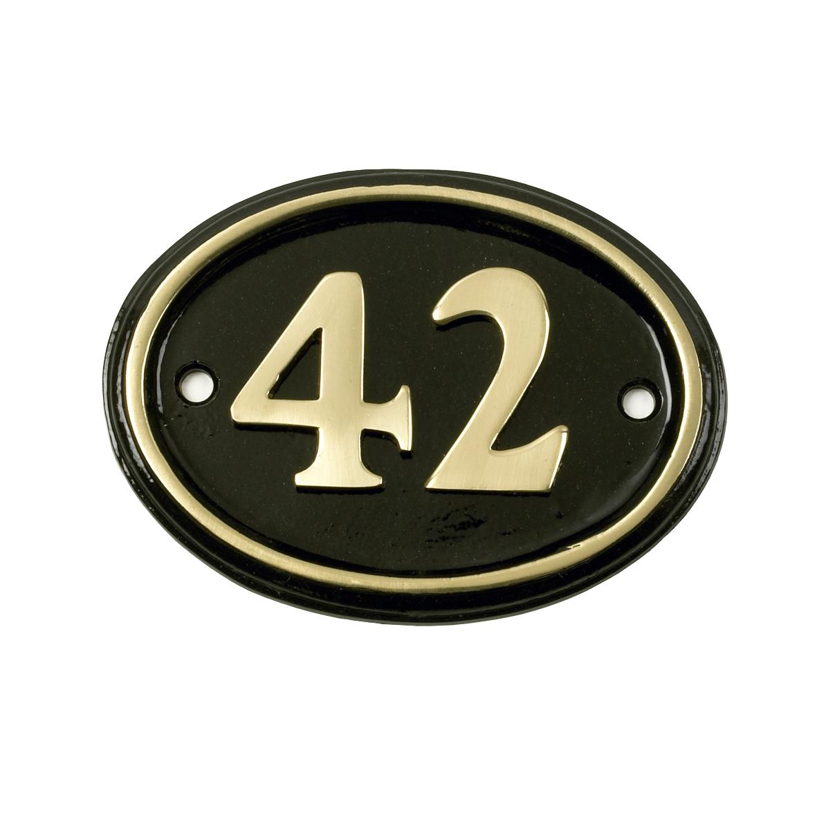 Deluxe Polished Brass & Black Oval House Number Signs 1 - 49 - Picture 51 of 58